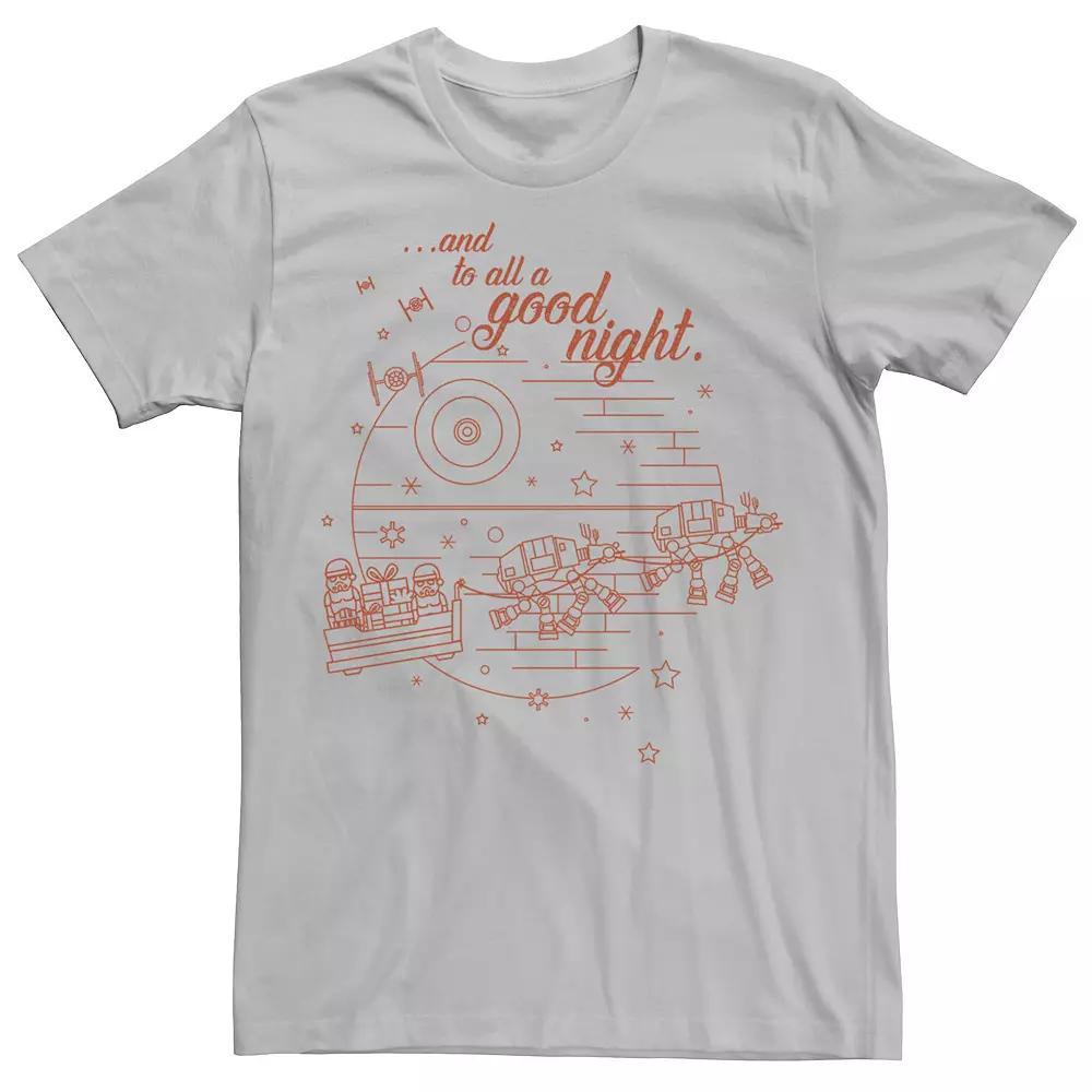 Men's Star Wars Christmas Death Star And To All A Good Night Graphic Tee, Size: 3XL, Silver Product Image