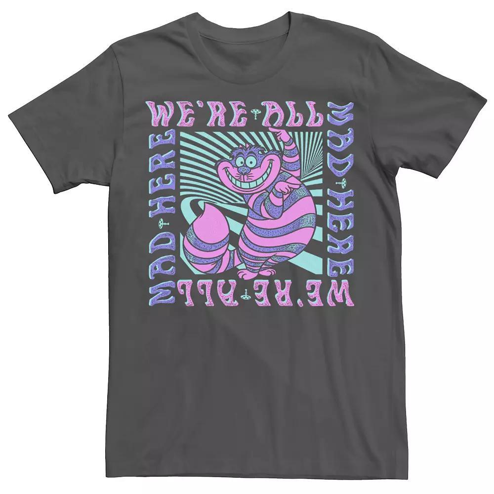 Disney's Alice In Wonderland Cheshire Cat "We're All Mad Here" Men's Tee, Size: 3XL, Grey Product Image
