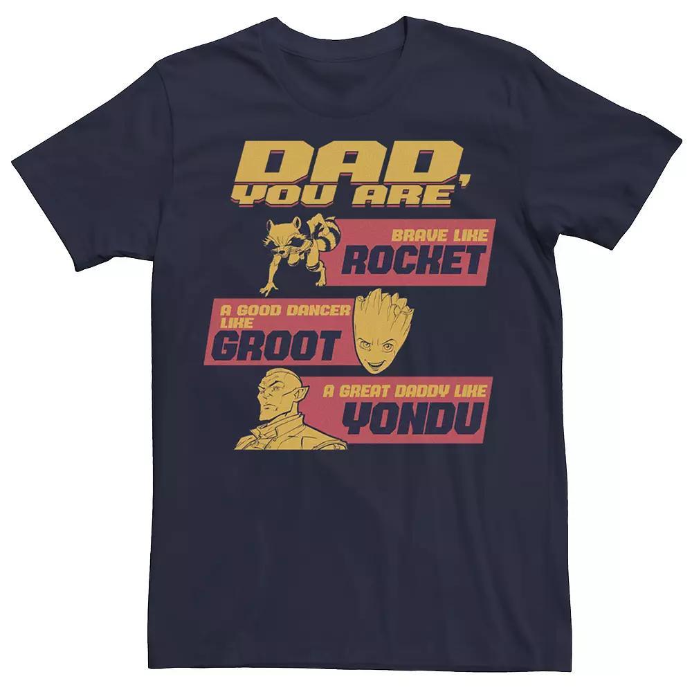 Men's Marvel Guardians Of The Galaxy Rocket Groot Yondu Dad Group Graphic Tee, Size: Small, Blue Product Image