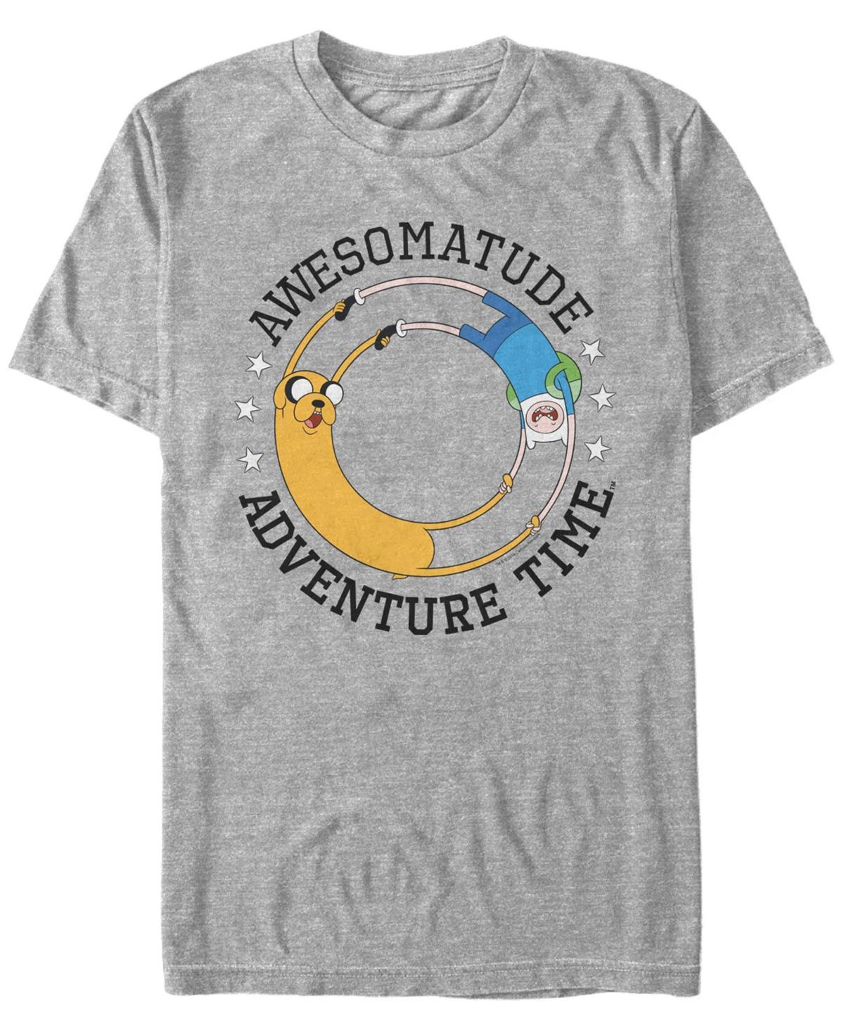 Men's Cartoon Network Adventure Time Jake And Finn Awesomatude Tee, Size: XL, Athletic Grey Product Image