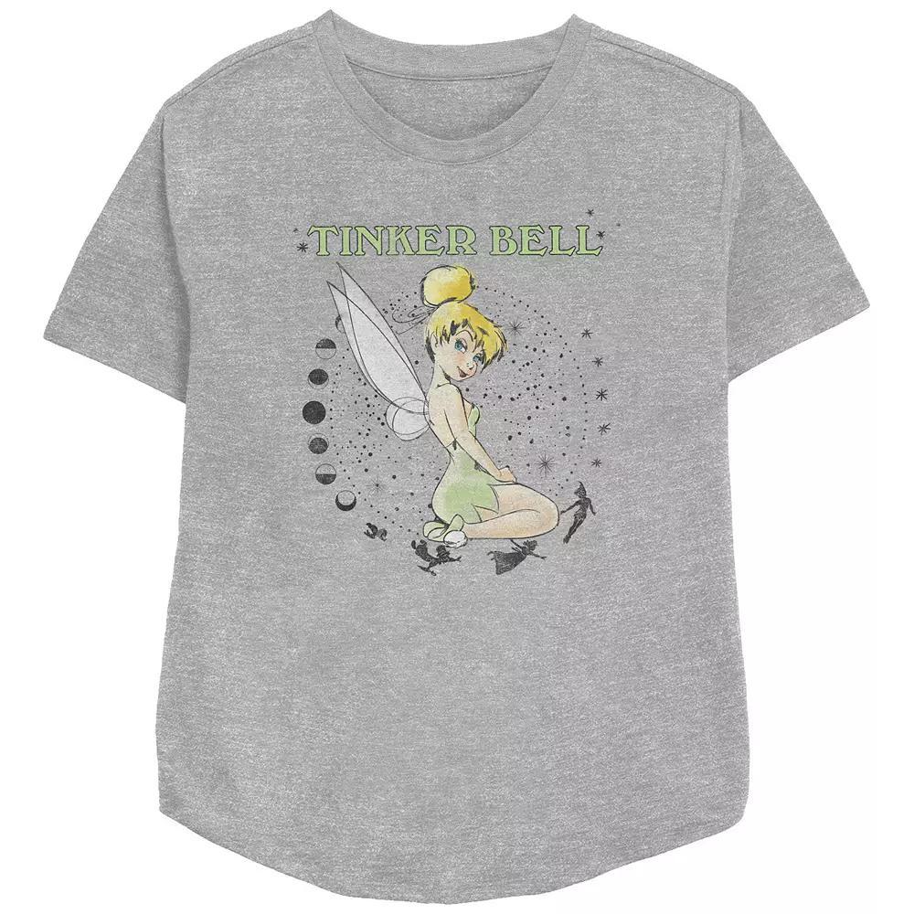 Disney's Tinker Bell Juniors' Moonlight And Stars Magic Relaxed Fit Graphic Tee, Women's, Size: Medium, Athletic Grey Product Image