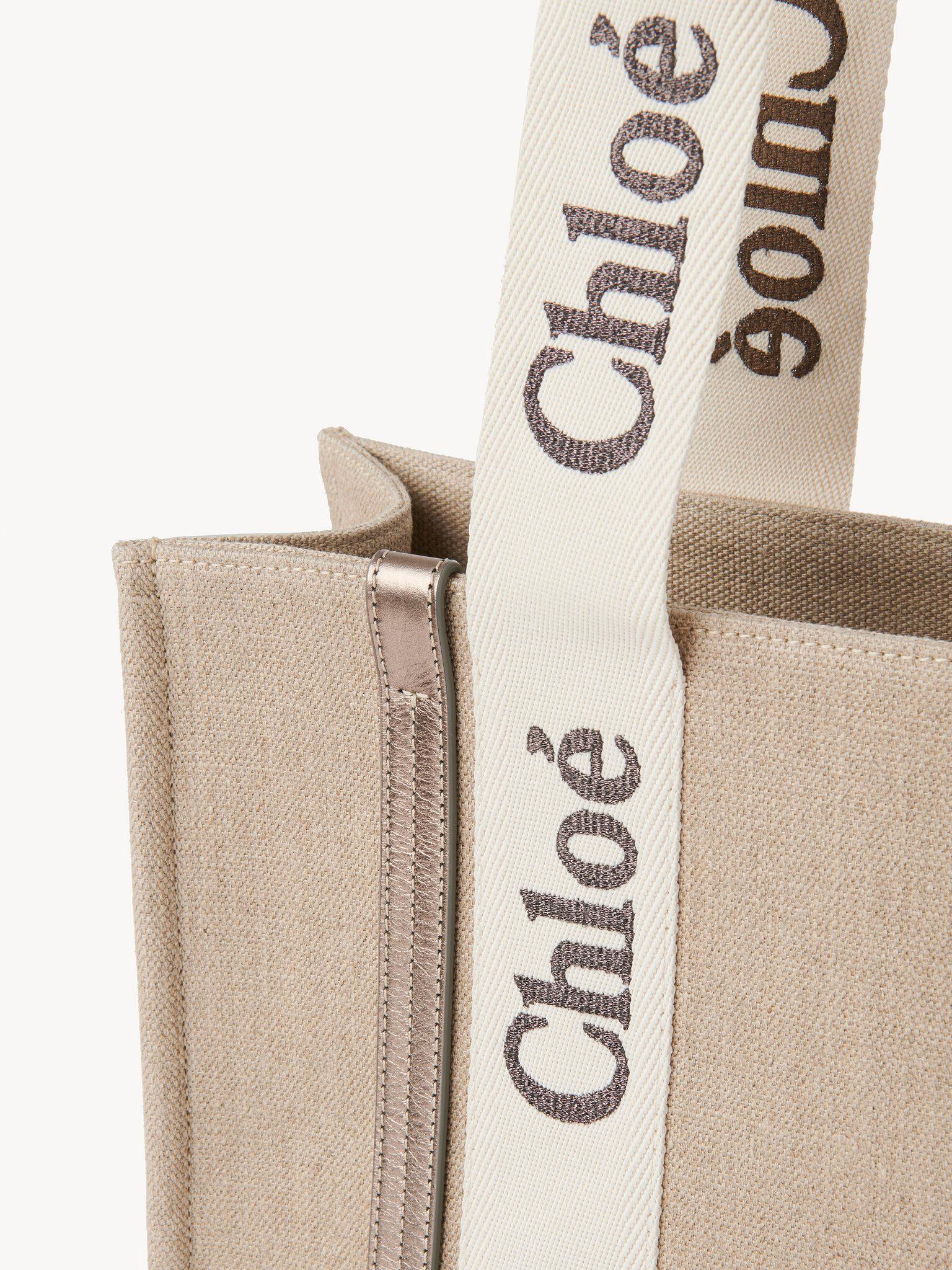 Woody tote bag in linen & leather Product Image