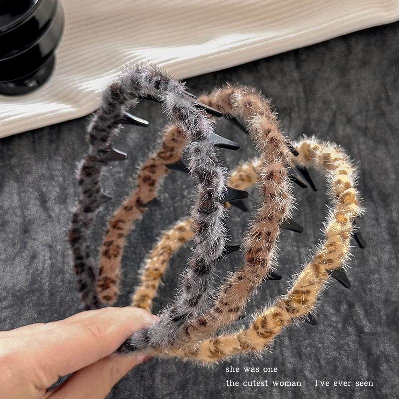 Leopard Print Chenille Headband Product Image