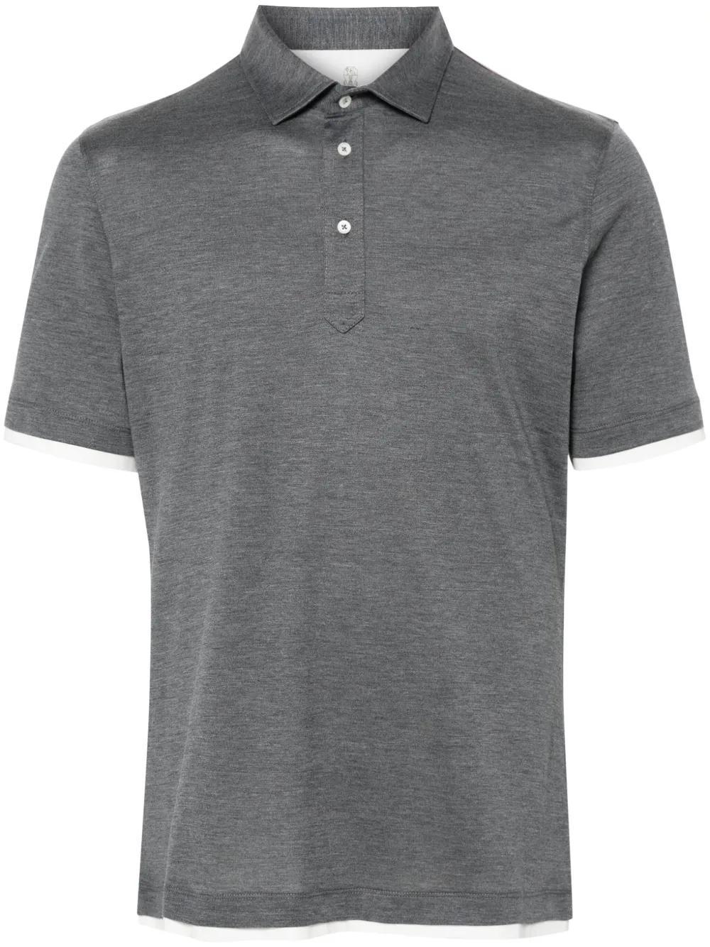 BRUNELLO CUCINELLI Layered-effect Polo Shirt In Gray Product Image