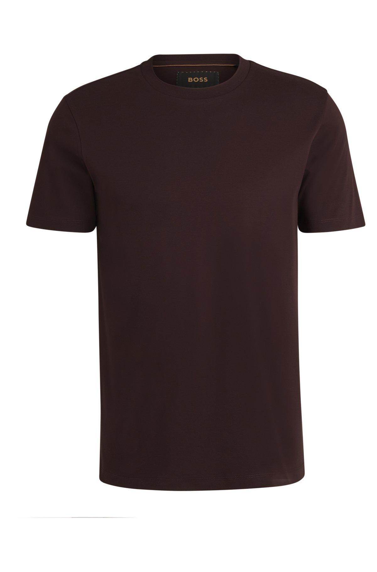 BOSS - Regular-fit T-shirt in mercerized cotton - Dark Brown Product Image