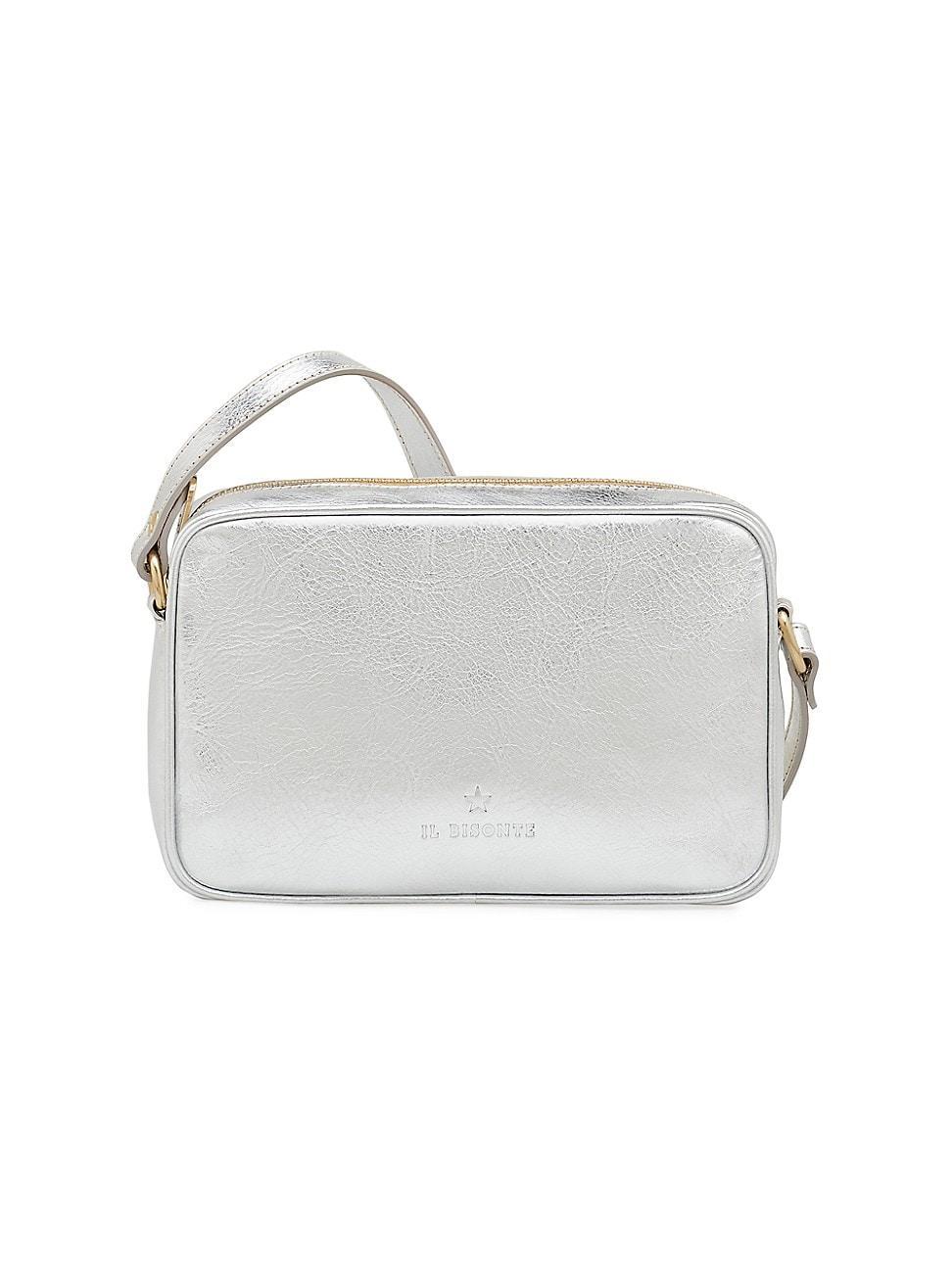 Womens Classic Oliveta Metallic Leather Crossbody Bag Product Image