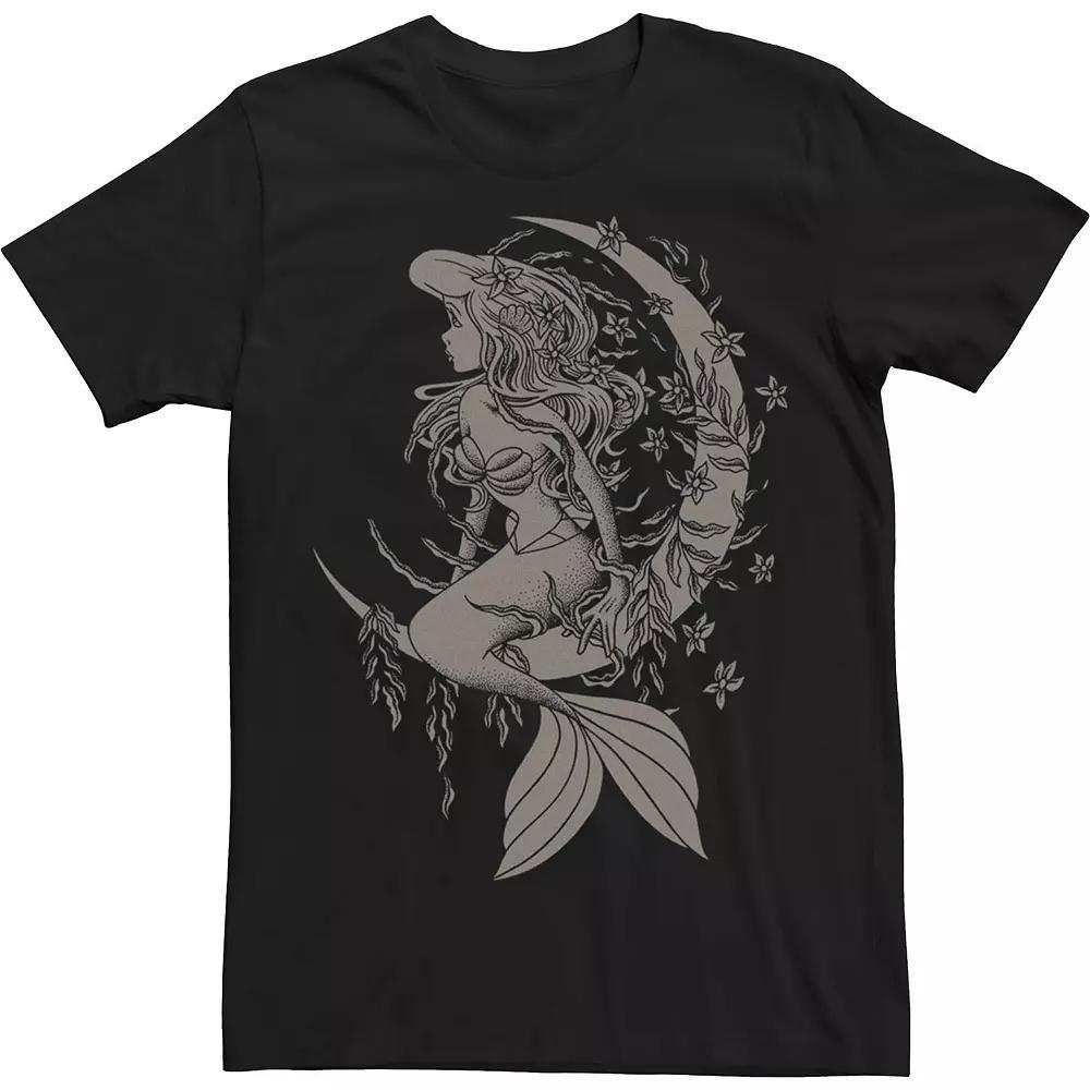 Big & Tall Disney Little Mermaid Ariel Tattoo Style Portrait Tee, Men's, Size: XXL Tall, Black Product Image