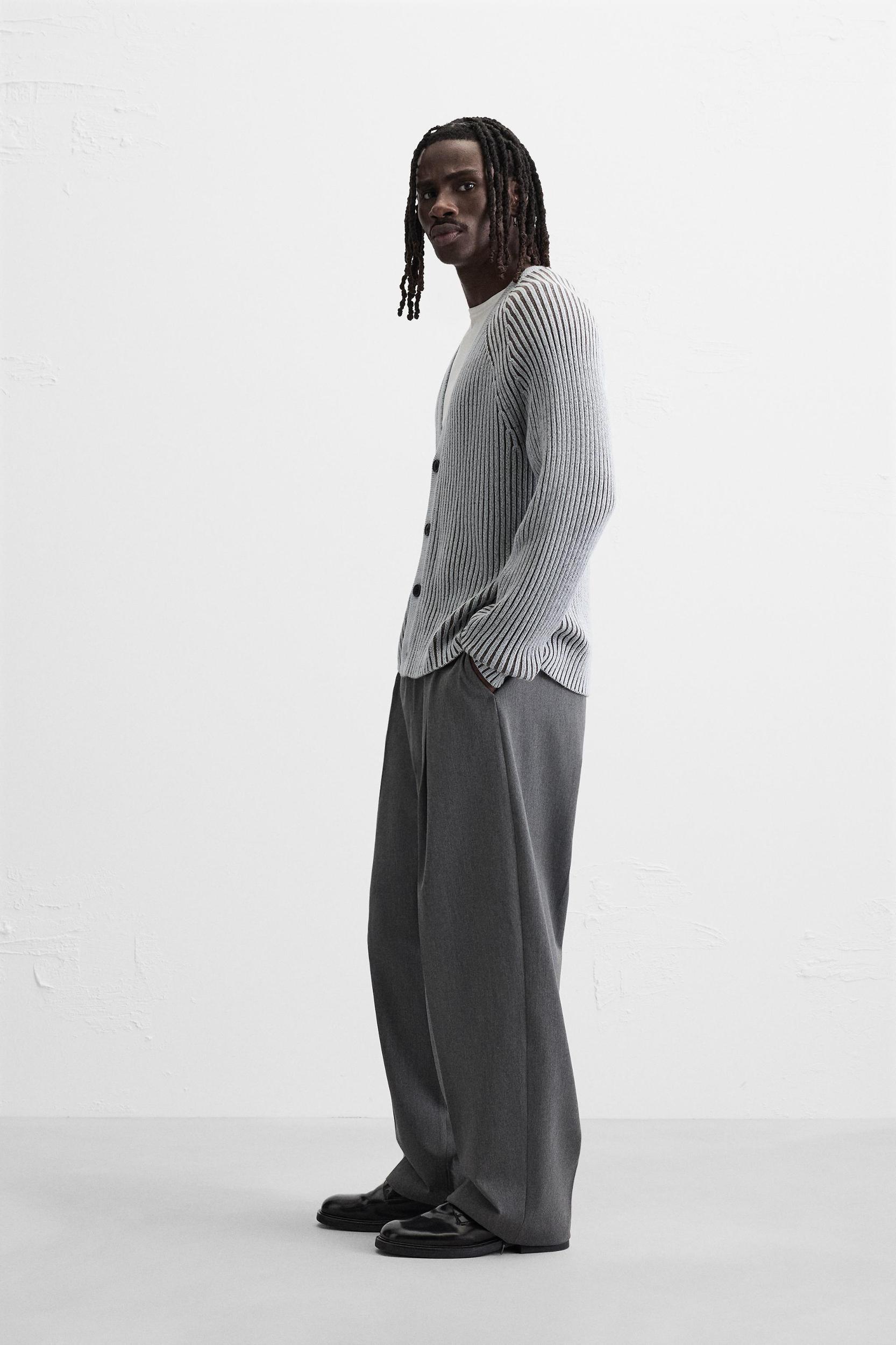 CONTRAST RIBBED CARDIGAN Product Image