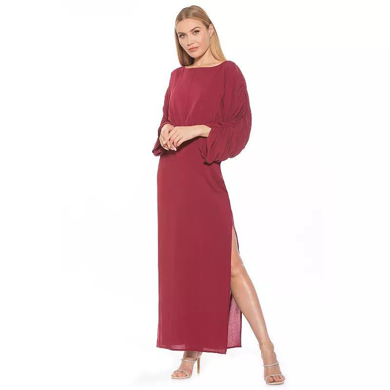 Women's ALEXIA ADMOR Shirred Sit Slit Maxi Dress, Size: 2, Blue Product Image