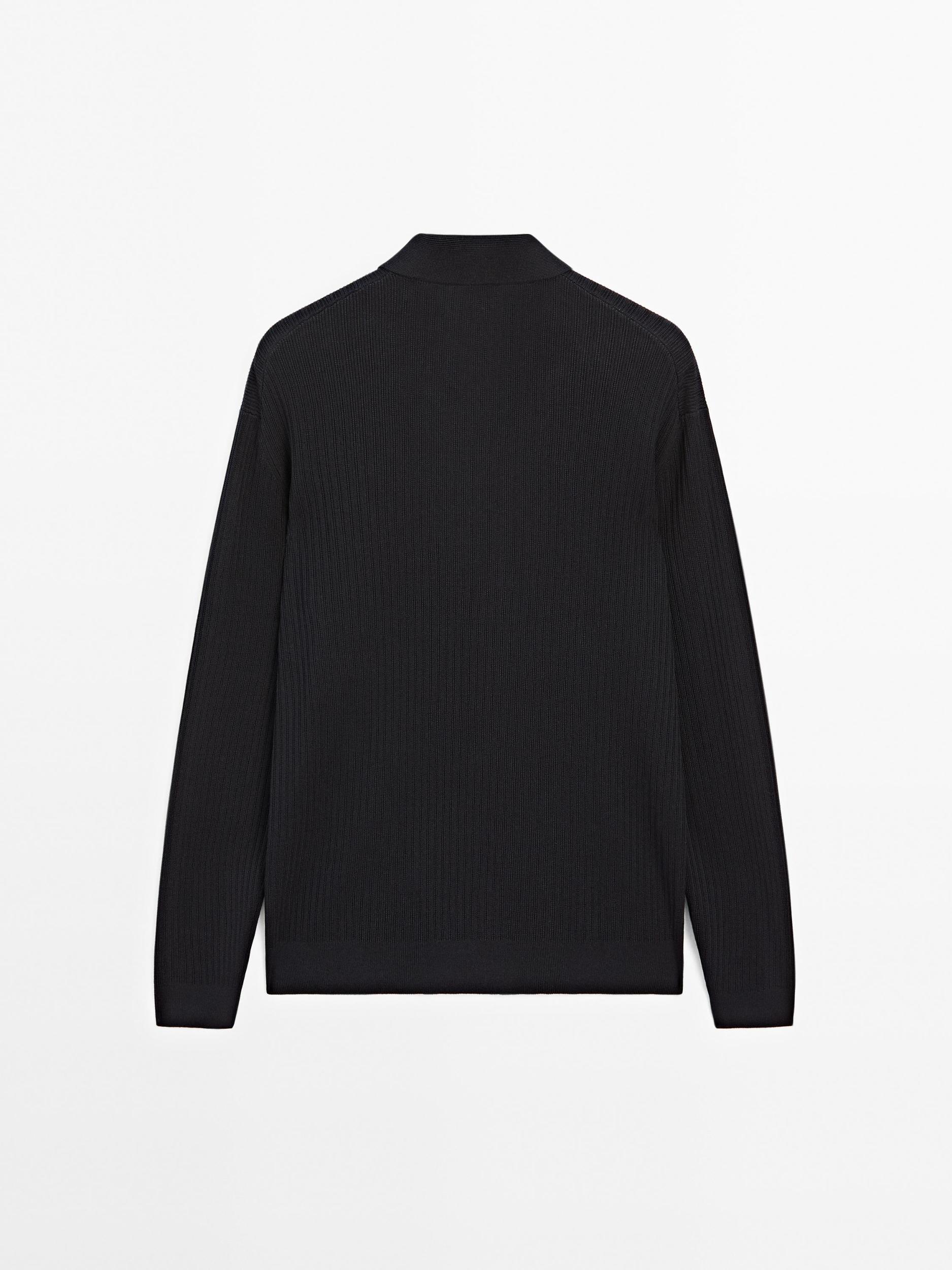Cotton blend knit polo sweater Product Image