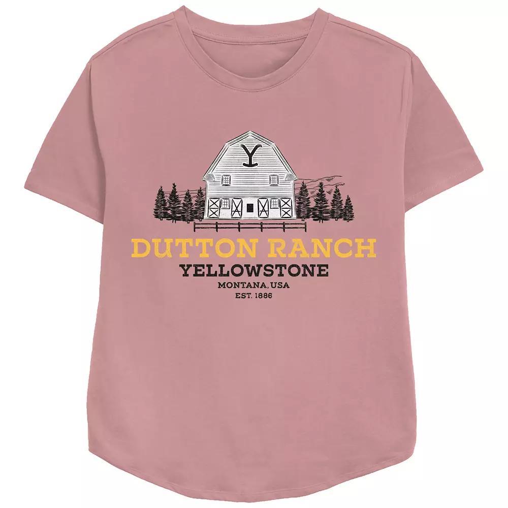 Women's Yellowstone Dutton Ranch Barn Relaxed Fit Graphic Tee, Girl's, Size: Medium, White Product Image