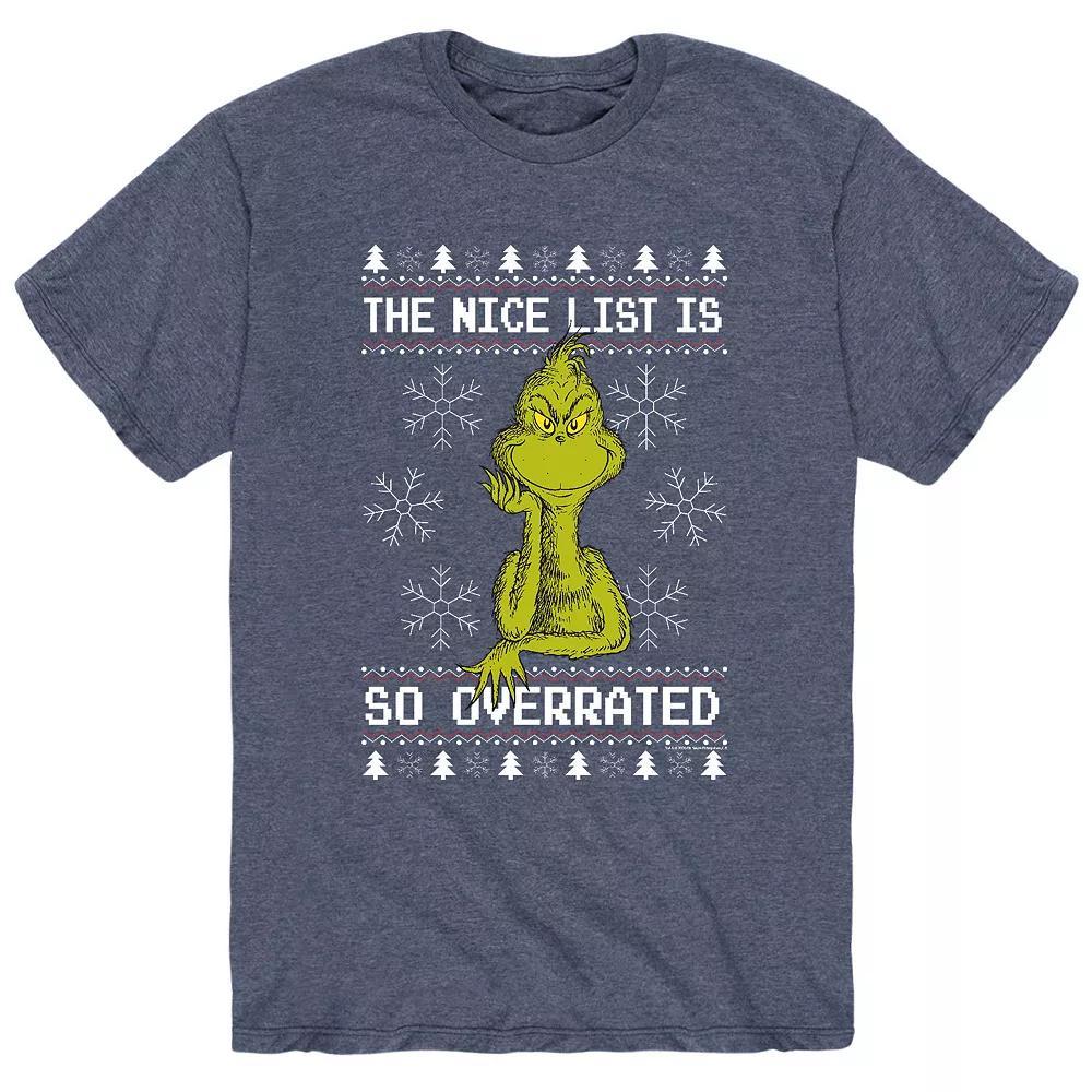 Mens Dr. Seuss The Grinch Overrated Tee Grey Product Image
