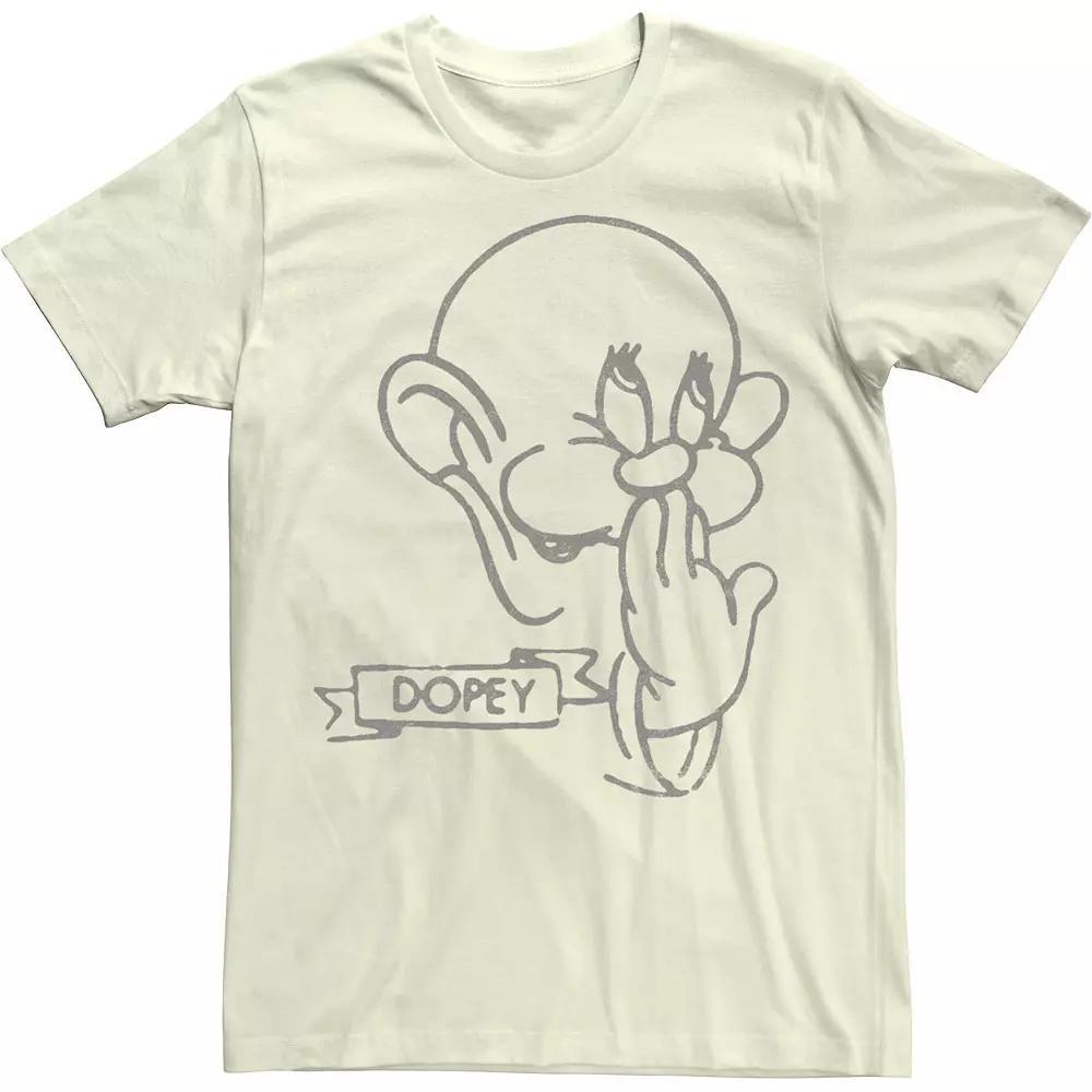 Disney's Snow White Dopey Line Art Big Face Men's Tee, Size: Medium, Natural Product Image