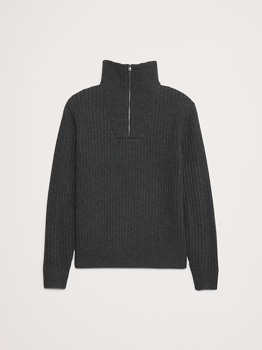 Ribbed Merino Half-Zip Sweater Product Image