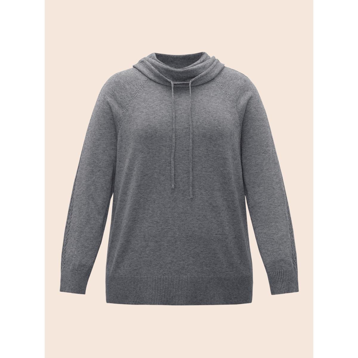 Plus Size Supersoft Essentials Turtleneck Raglan Sleeve Pullover DarkGray Women Casual Long Sleeve Turtleneck Everyday Pullovers BloomChic 26/4X Product Image