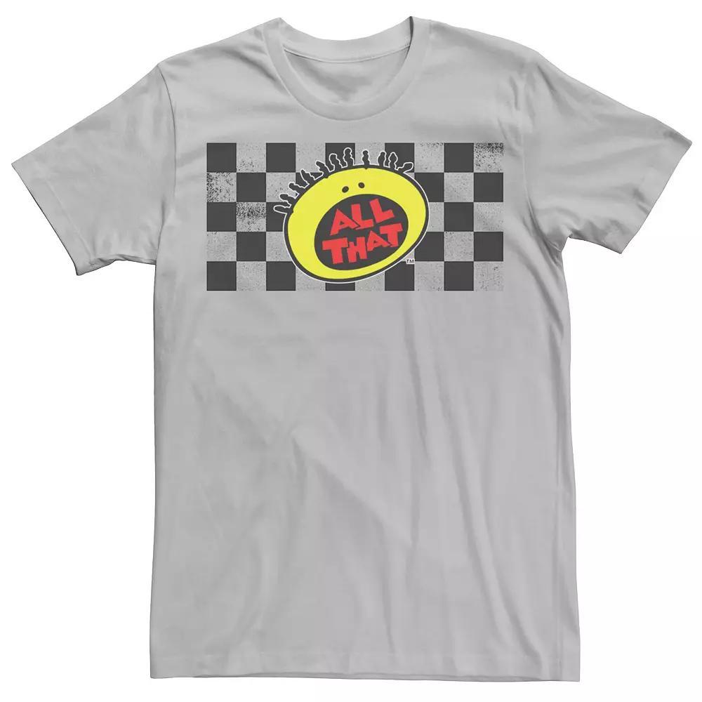 Men's Nickelodeon All That Classic Checkered Logo Tee, Size: Medium, Silver Product Image