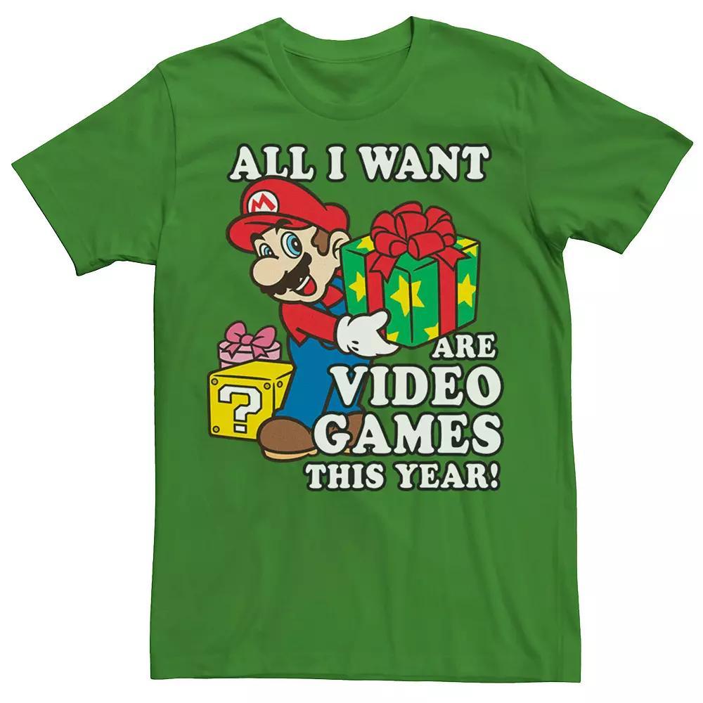 Men's Nintendo Super Mario I Want Video Games Present Graphic Tee, Size: Medium, Kelly Product Image
