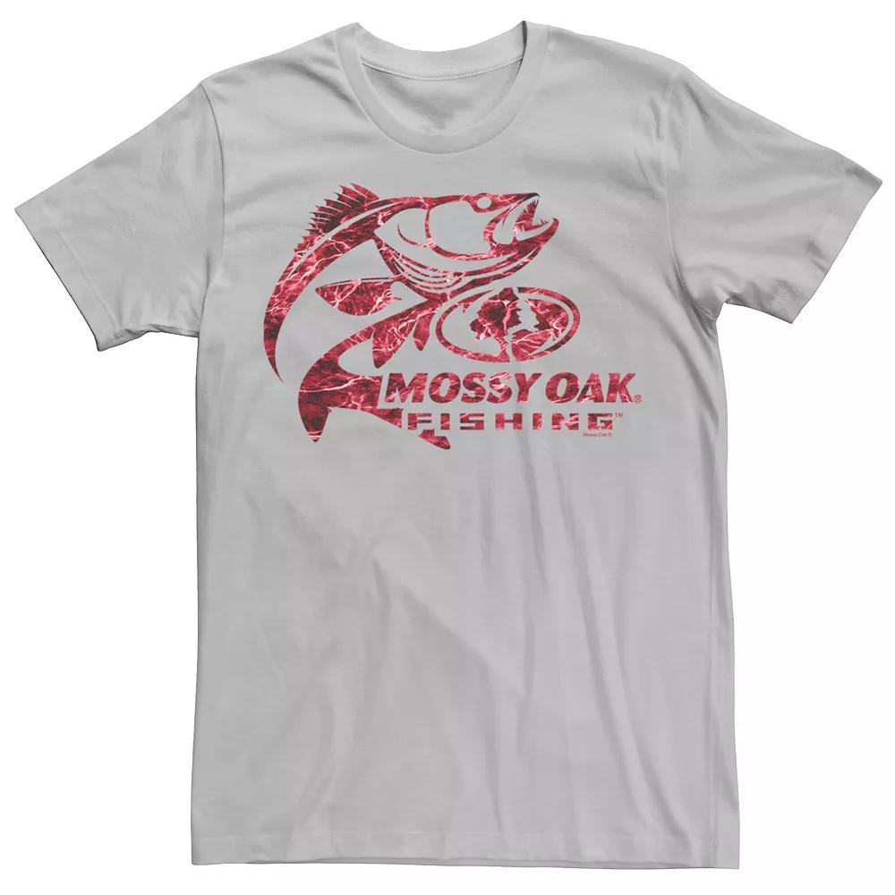 Men's Mossy Oak Fishing Bass Red Water Surface Graphic Tee, Size: XS, Silver Product Image