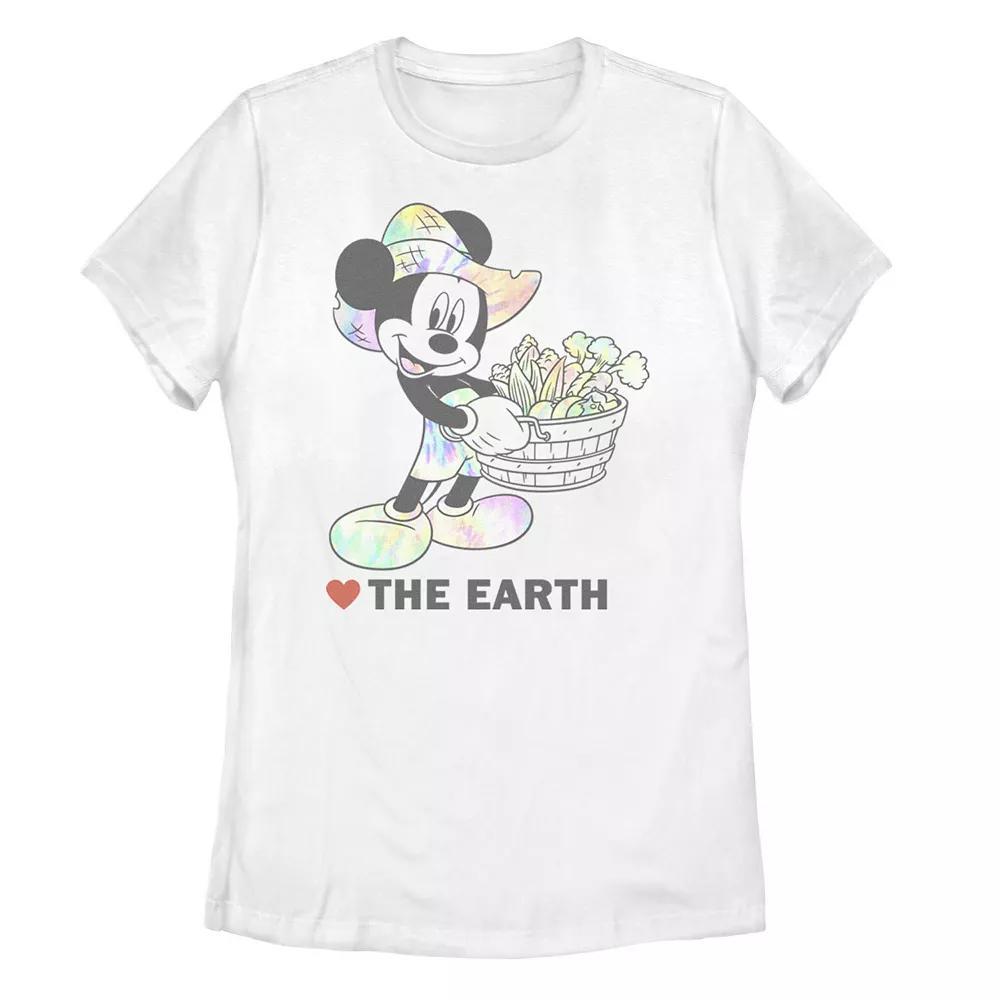 Disney Women's Mickey Tie Dye Veggie Basket Love The Earth Tee, Girl's, Size: XXL, White Product Image