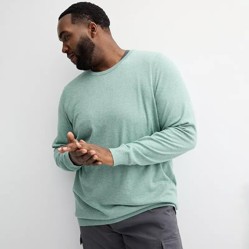 Big & Tall Sonoma Goods For Life® Crewneck Sweater, Men's, Size: Large Tall, Gray Black Grey Product Image
