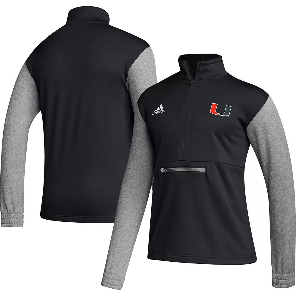 Men's adidas Black/Heathered Gray Indiana Hoosiers Team AEROREADY Half-Zip Top, Size: Small Product Image