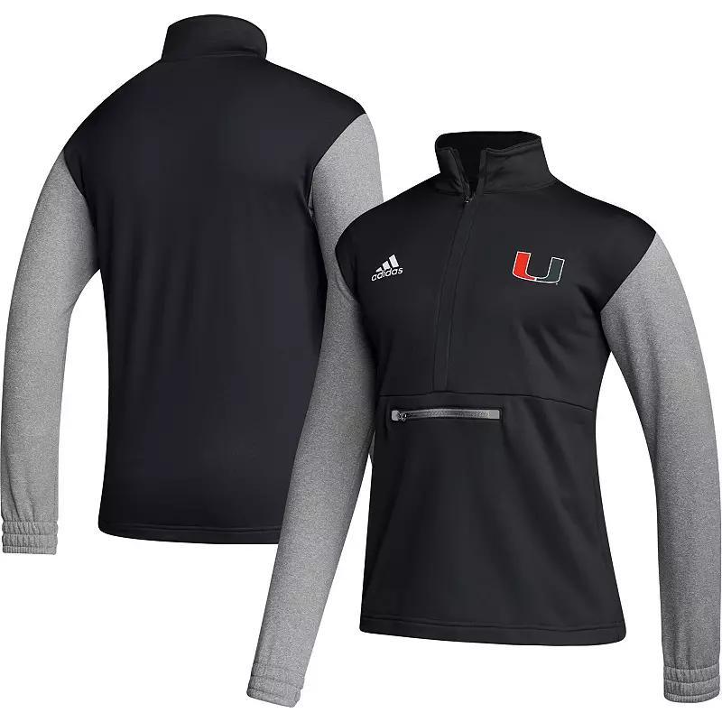 Men's adidas Black/Heathered Gray Indiana Hoosiers Team AEROREADY Half-Zip Top, Size: Small Product Image