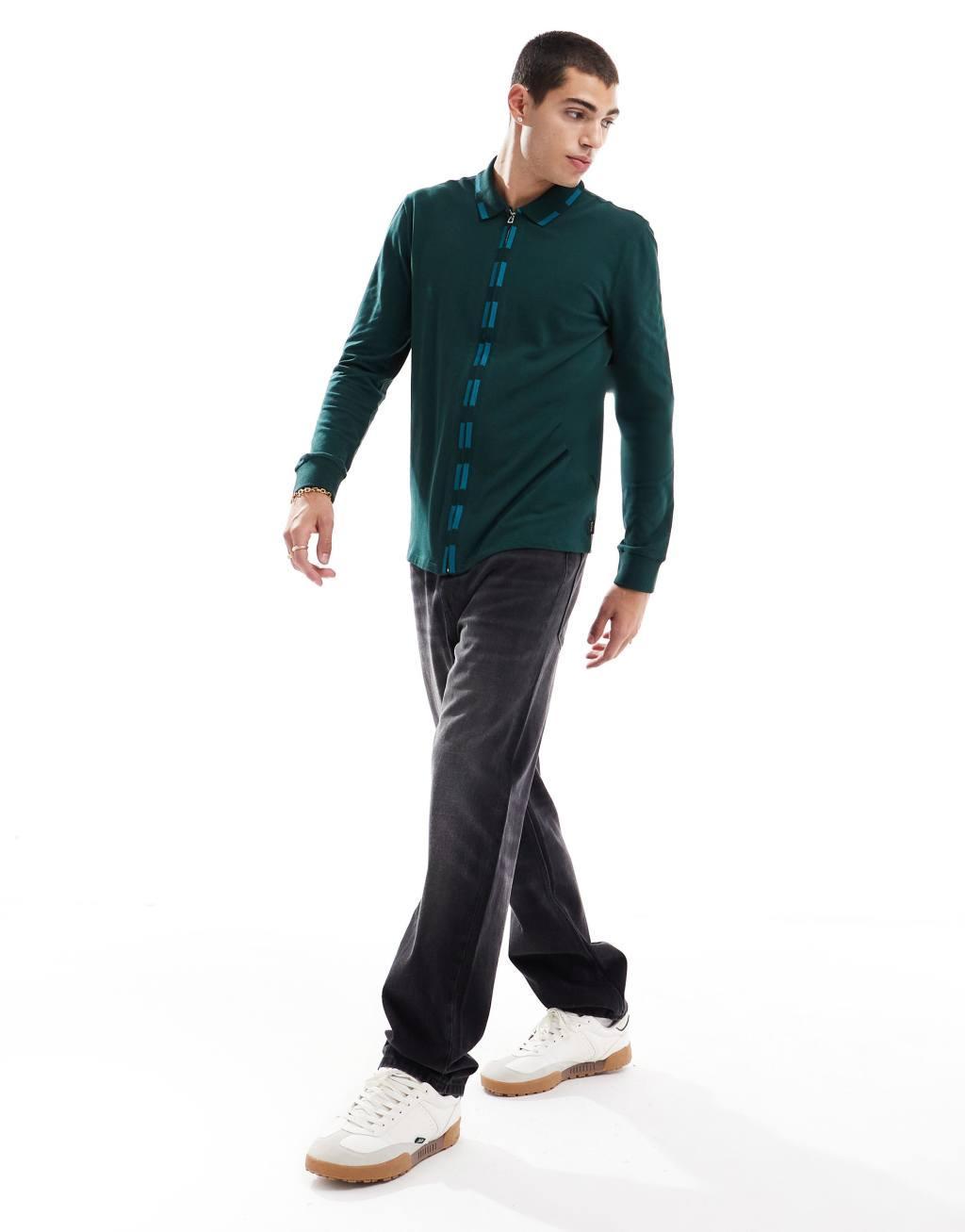 PS Paul Smith button down tipped polo shirt in green Product Image
