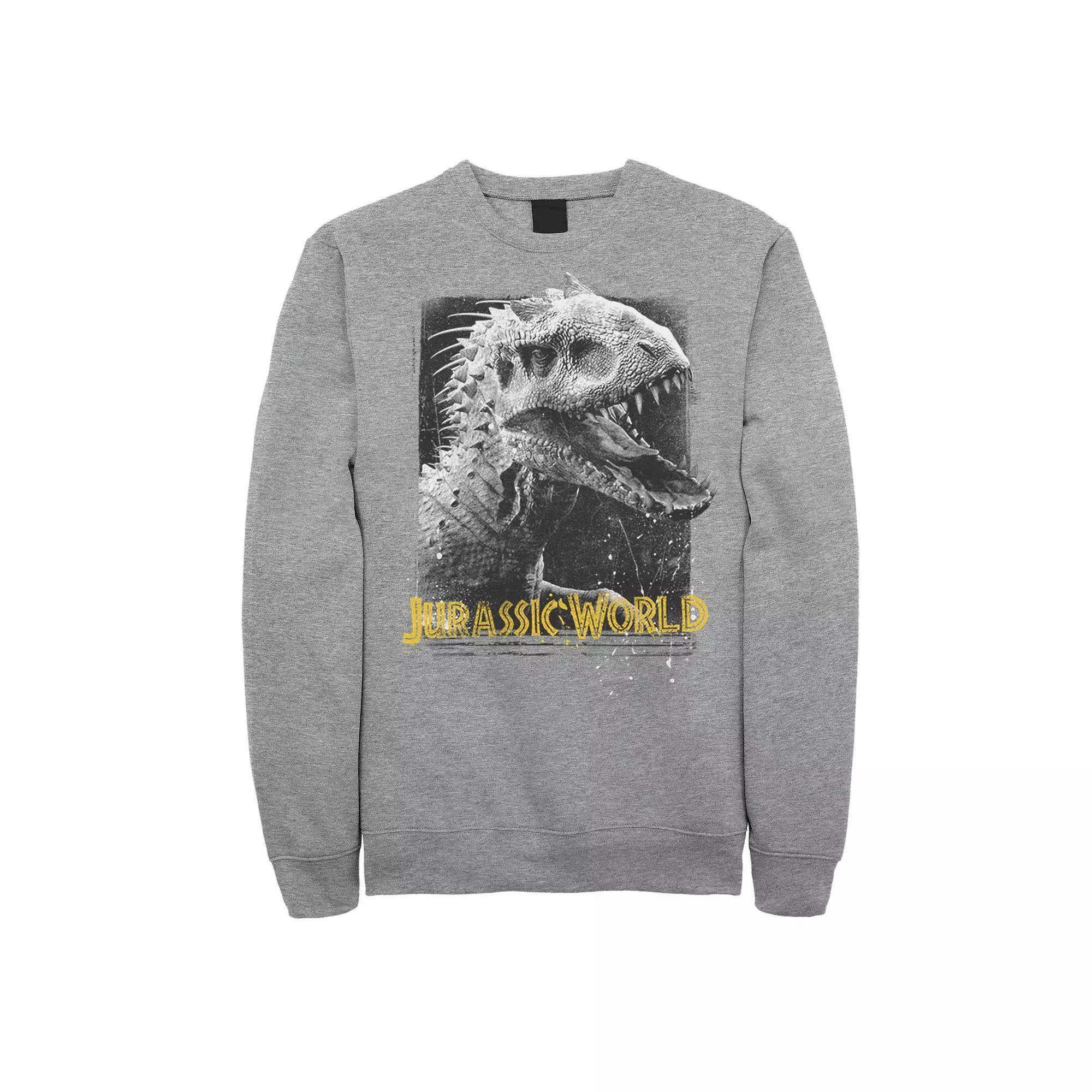 Men's Jurassic World Indominus Rex Profile View Fleece Graphic Pullover, Size: XL, Athletic Grey Product Image