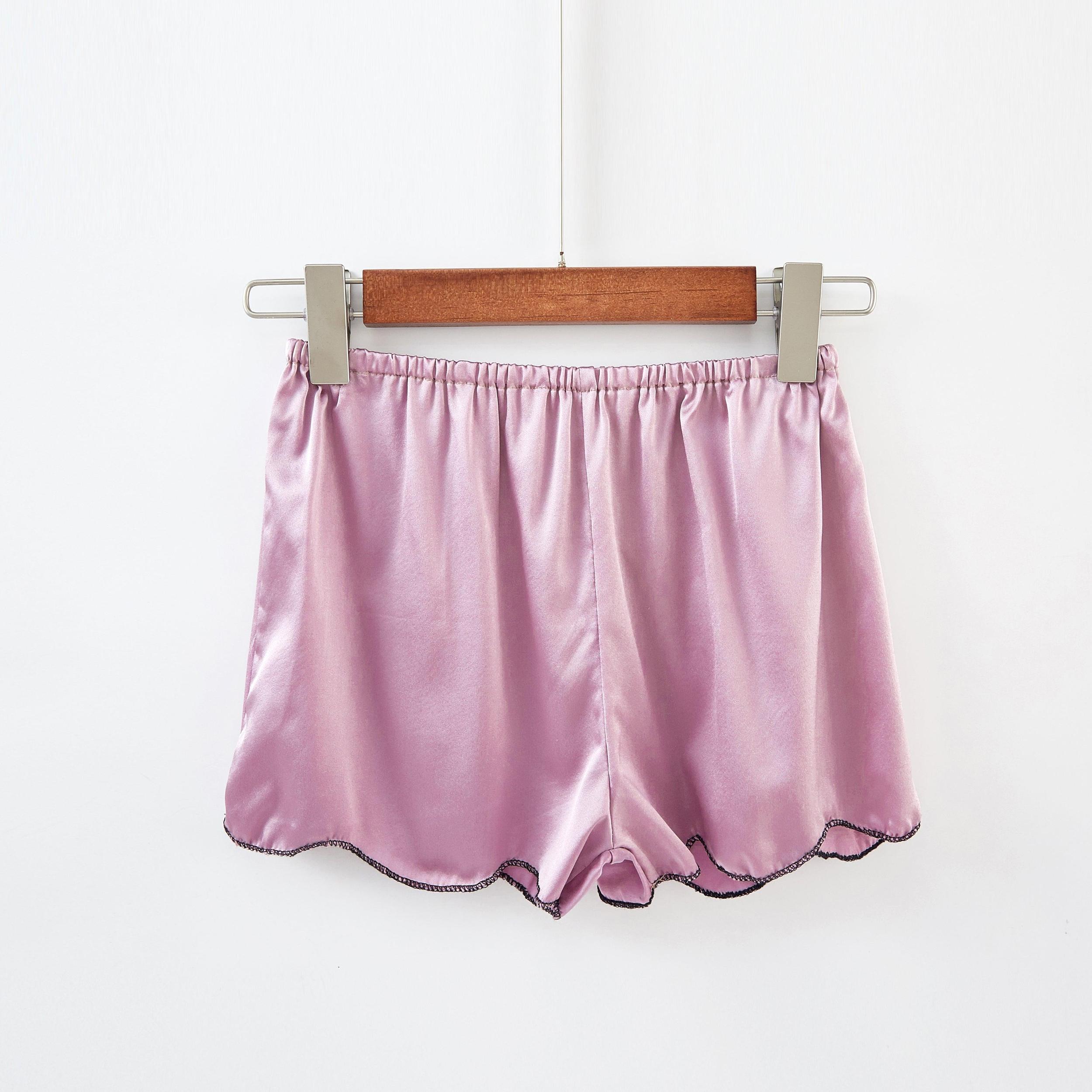 Lilac Silk Scallop Edged Shorts | 19 Momme Silk Charmeuse Product Image