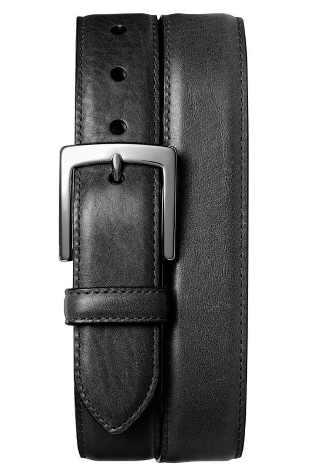SHINOLA Signature Leather Bedrock Belt In Black Product Image