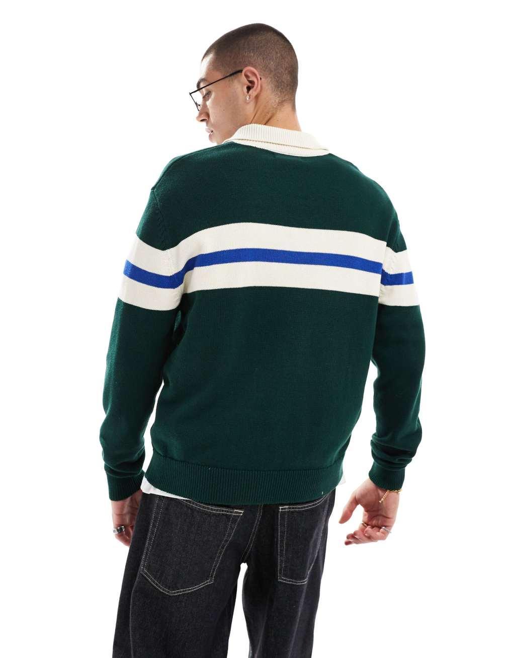 Cotton On knit rugby sweater in green Product Image