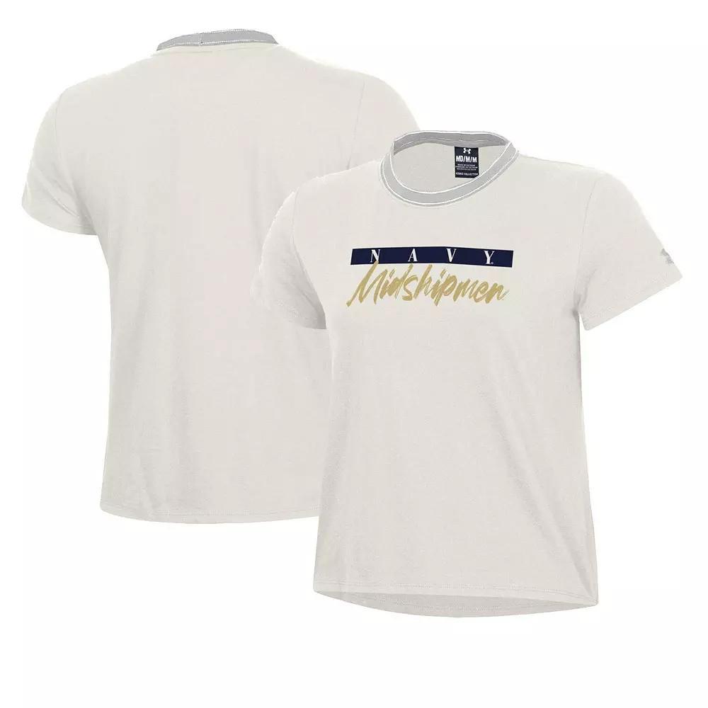 Women's Under Armour Cream Navy Midshipmen Iconic T-Shirt, Size: 2XL, Beige Product Image