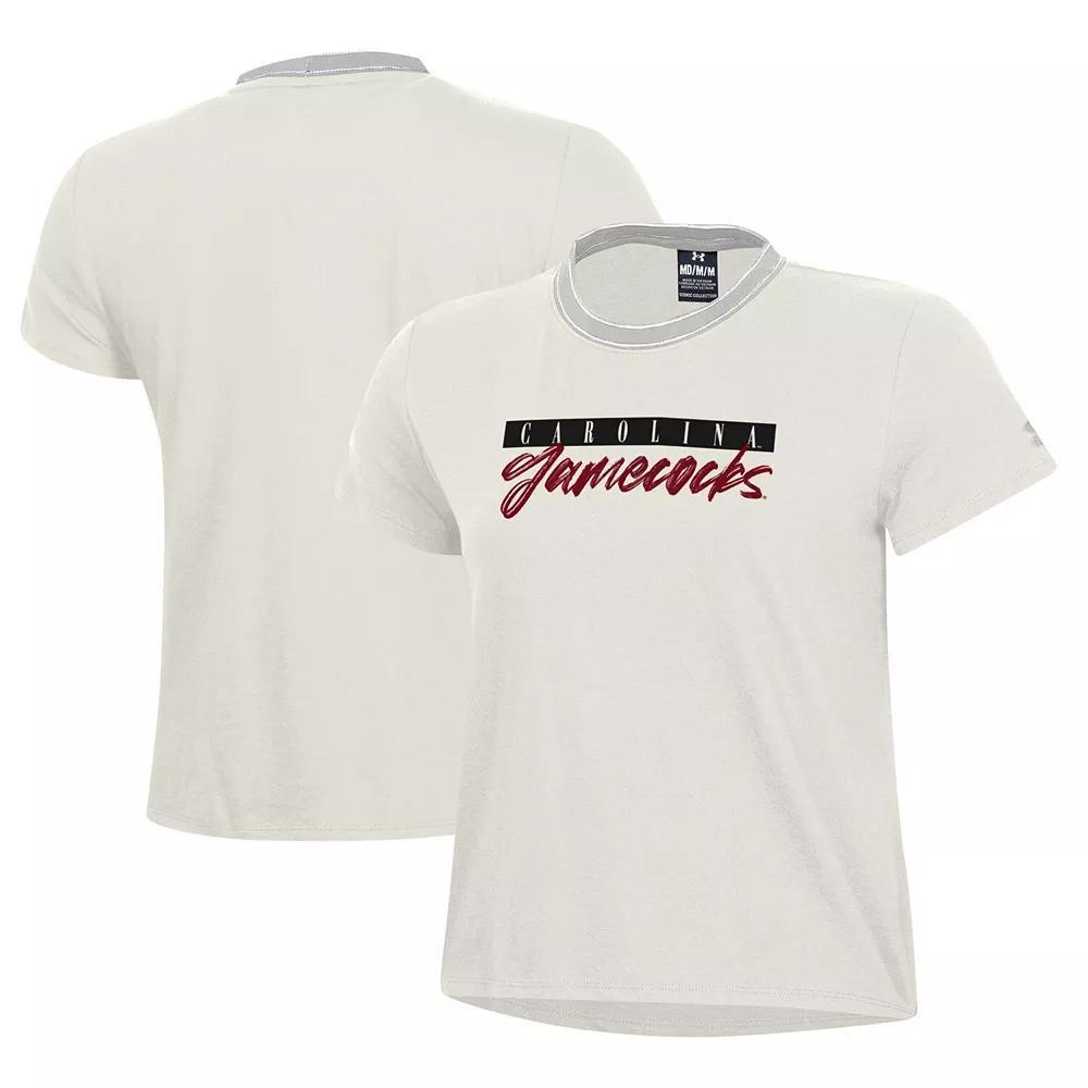 Women's Under Armour White South Carolina Gamecocks Iconic T-Shirt, Size: Small, Beige Product Image