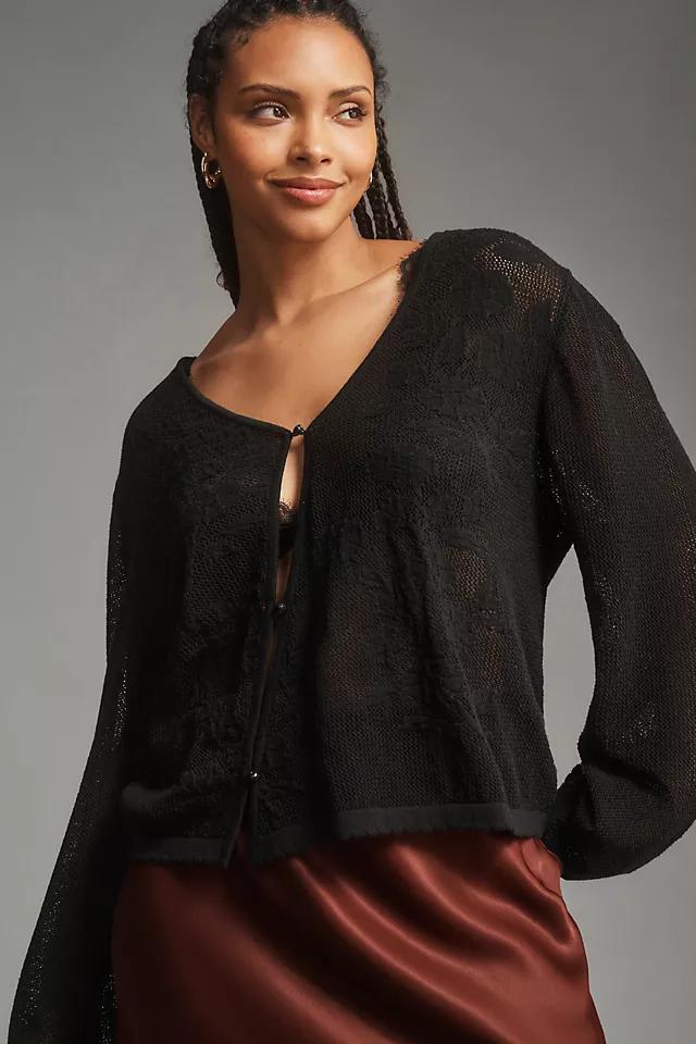 By Anthropologie Sheer Lace Bias-Cut Cardigan Sweater Product Image