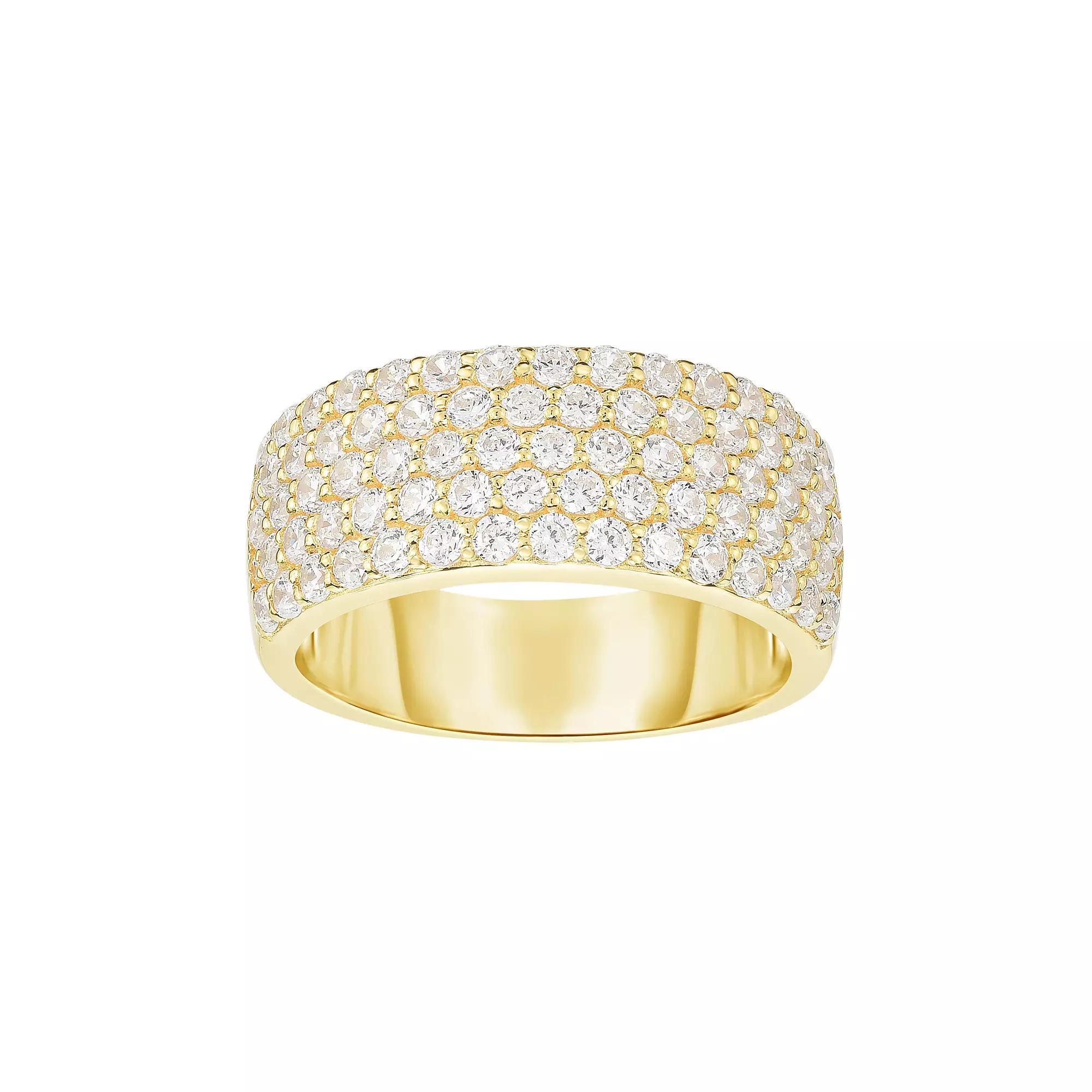 Gold Tone Sterling Silver Cubic Zirconia Pave Ring, Women's, Size: 7 Product Image