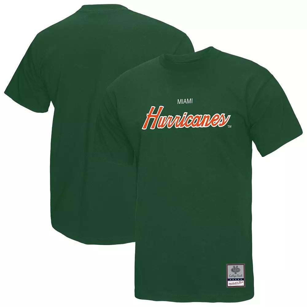 Men's Mitchell & Ness  Green Miami Hurricanes Elite Script T-Shirt, Size: Large Product Image