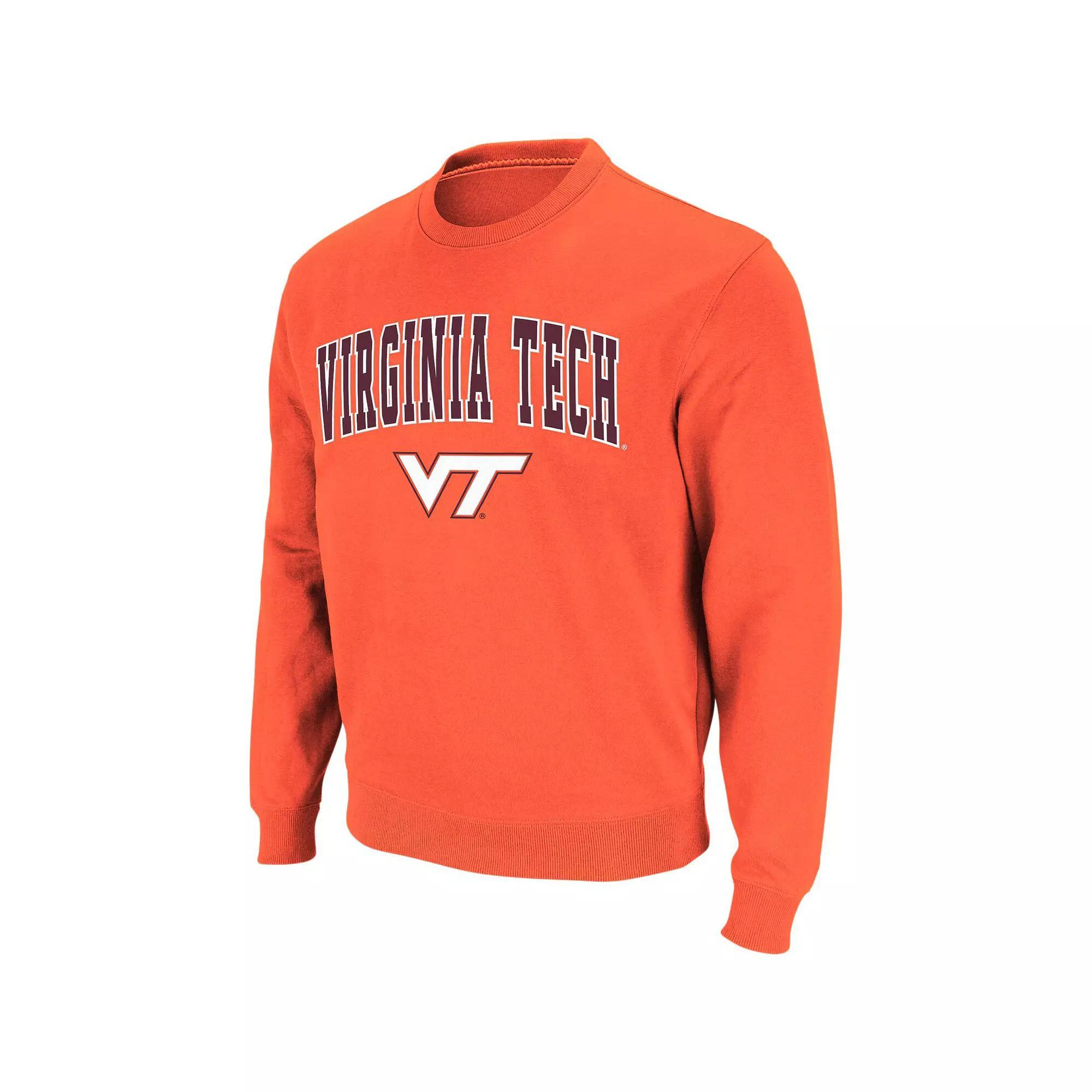 Men's Colosseum Orange Virginia Tech Hokies Arch & Logo Crew Neck Sweatshirt, Size: Small Product Image