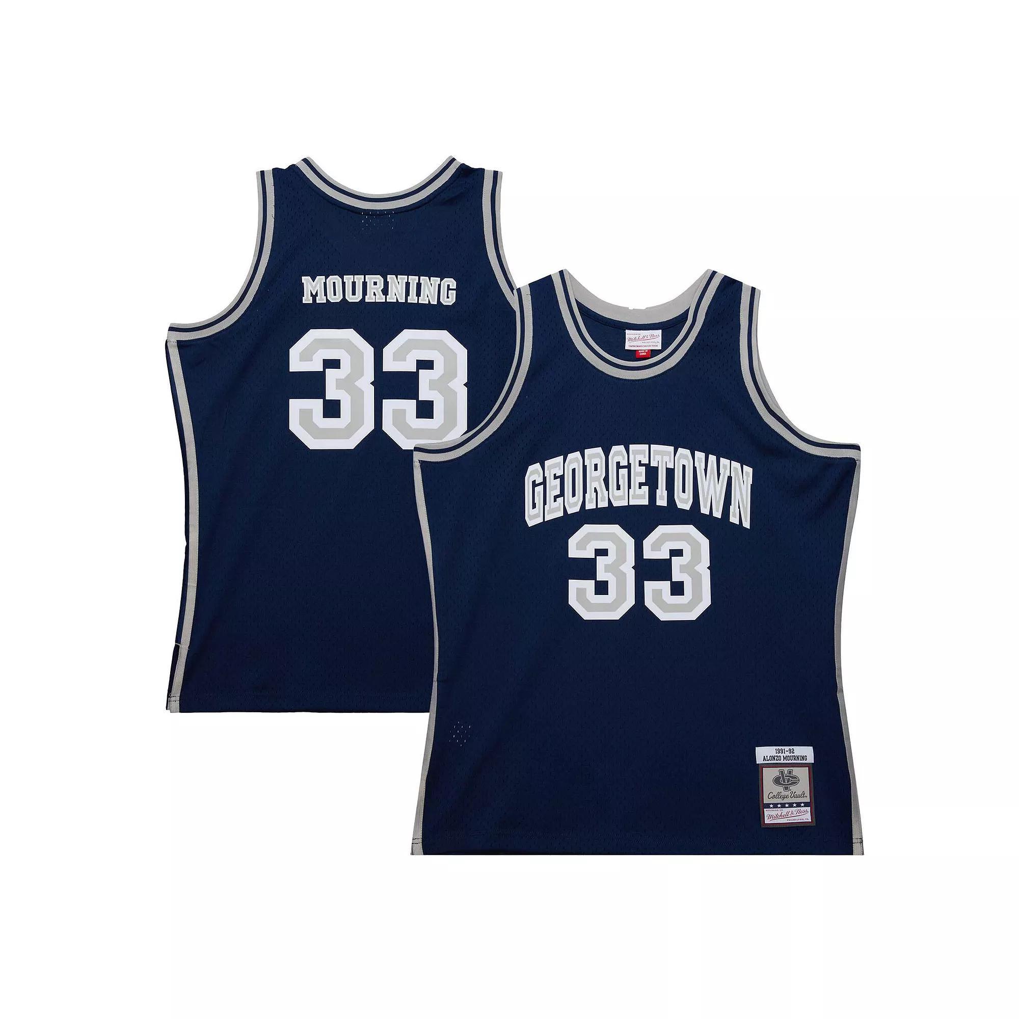 Men's Mitchell & Ness Alonzo Mourning Navy Georgetown Hoyas 1991/92 Swingman Player Jersey, Size: 3XL, Grg Blue Product Image