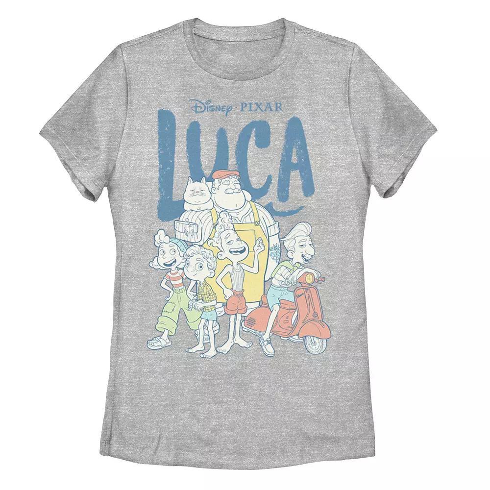 Disney / Pixar's Luca Juniors' Group Shot Logo Tee, Girl's, Size: Small, Athletic Grey Product Image