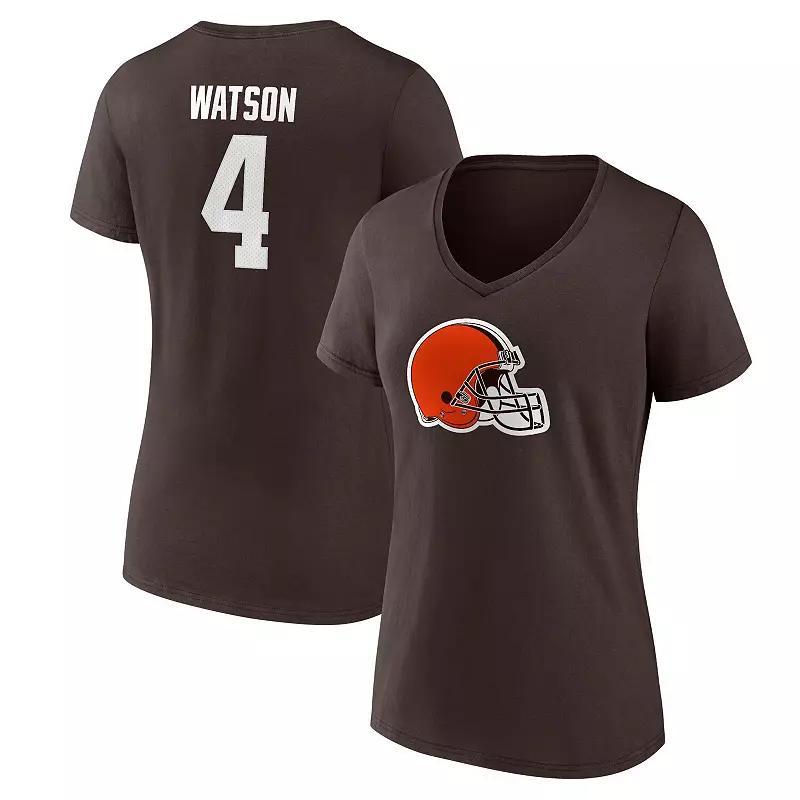 Women's Fanatics Branded Deshaun Watson Brown Cleveland Browns Player Icon Name & Number V-Neck T-Shirt, Size: 2XL Product Image