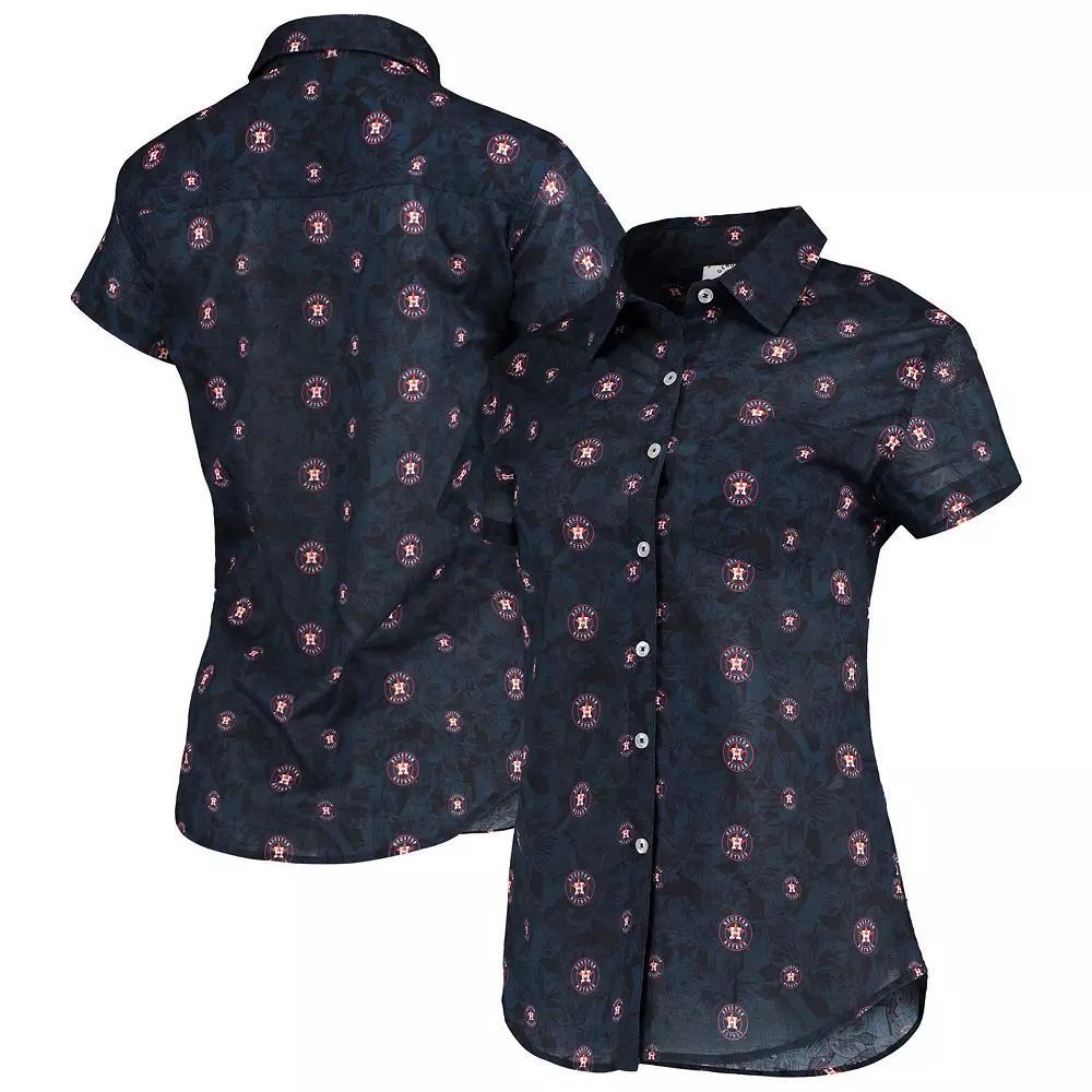 Women's FOCO Navy Houston Astros Floral Button Up Shirt, Size: Small, Blue Product Image