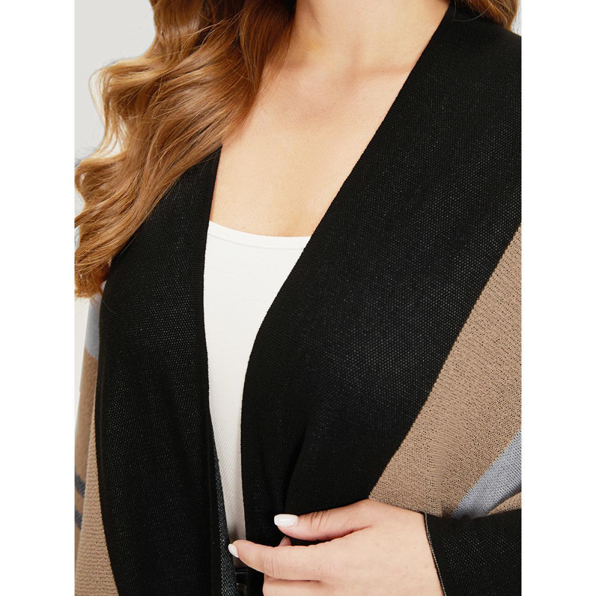 Plus Size Multi-wear Plaid Shawl Cardigan Tan Women Casual Oversized Sleeveless Dailywear Cardigans BloomChic 10/M Product Image