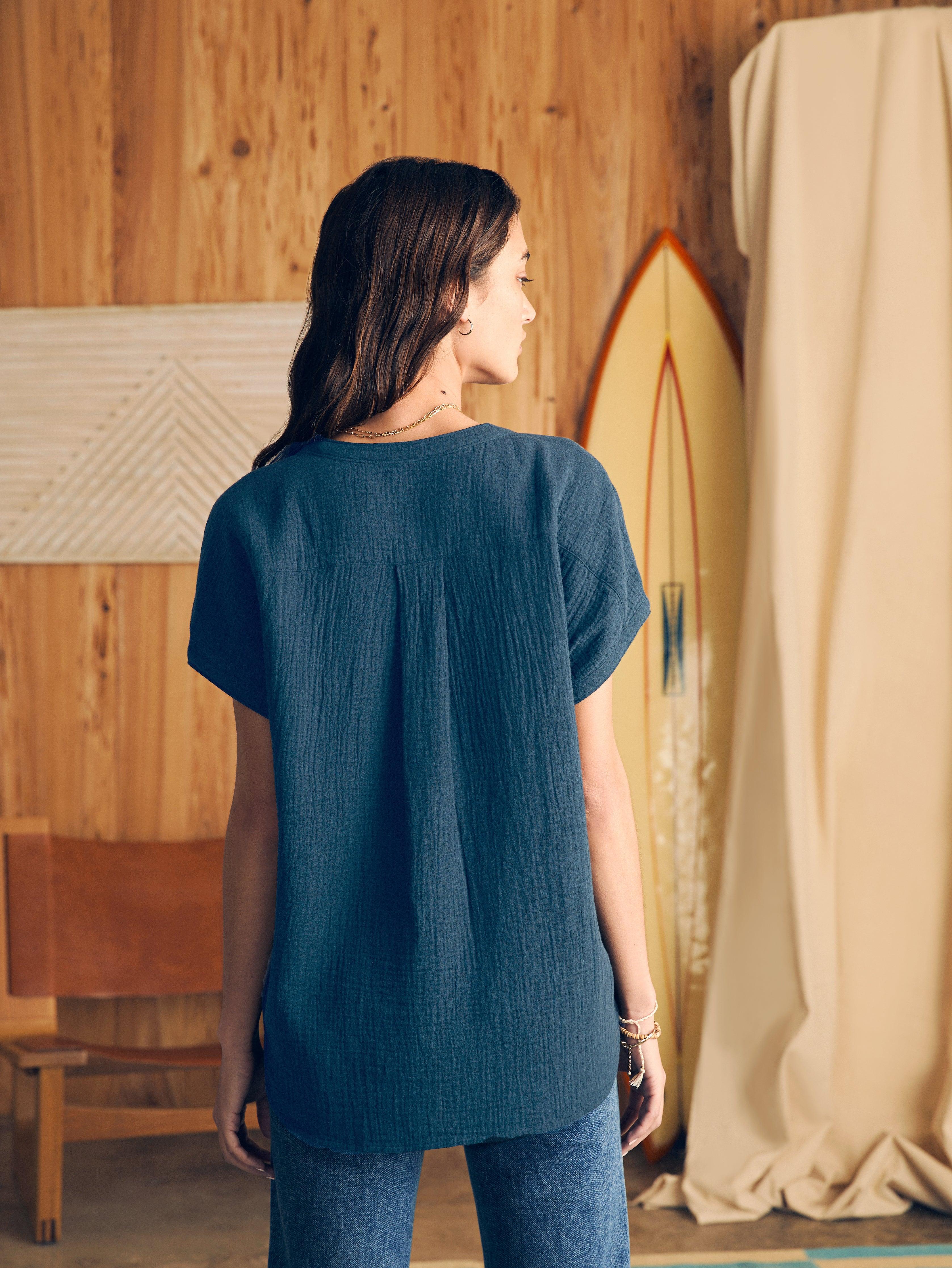 Dream Cotton Gauze Desmond Top - Navy Female Product Image