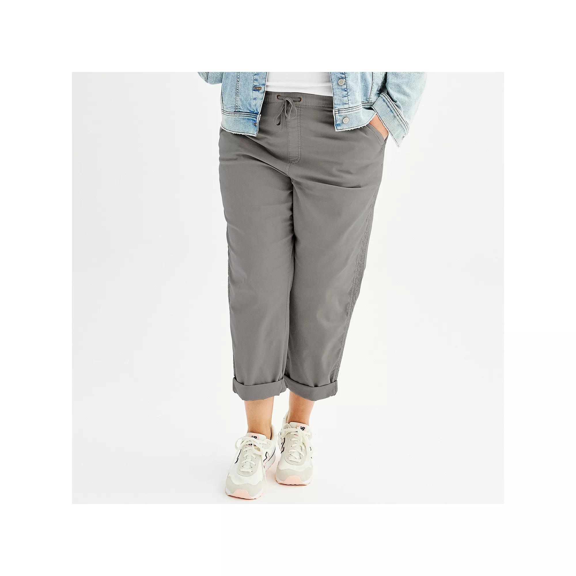Plus Size Sonoma Goods For Life® Easy Paper Bag Waist Capri, Women's, Size: 5XL, Trinity Gray Product Image