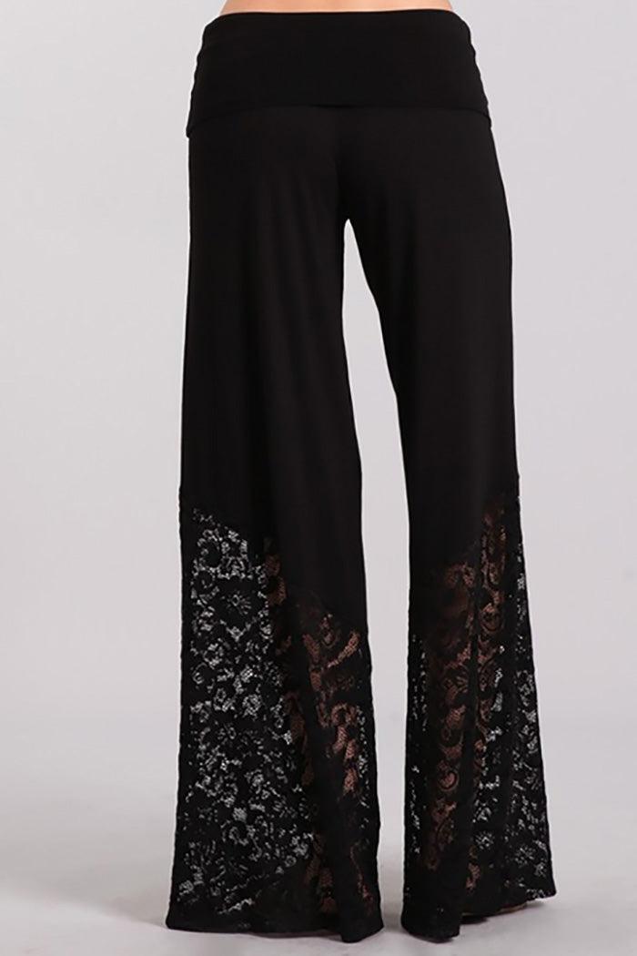 Lace Contrast Palazzo Pants Product Image