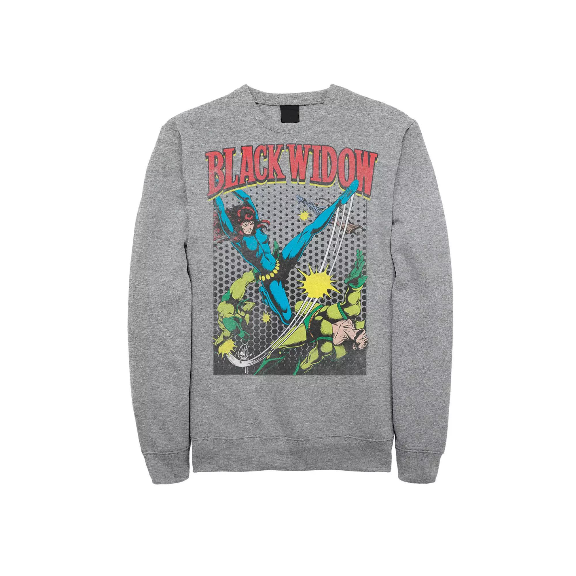 Men's Marvel Black Widow Classic Retro Comic Swing Sweatshirt, Size: 3XL, Athletic Grey Product Image