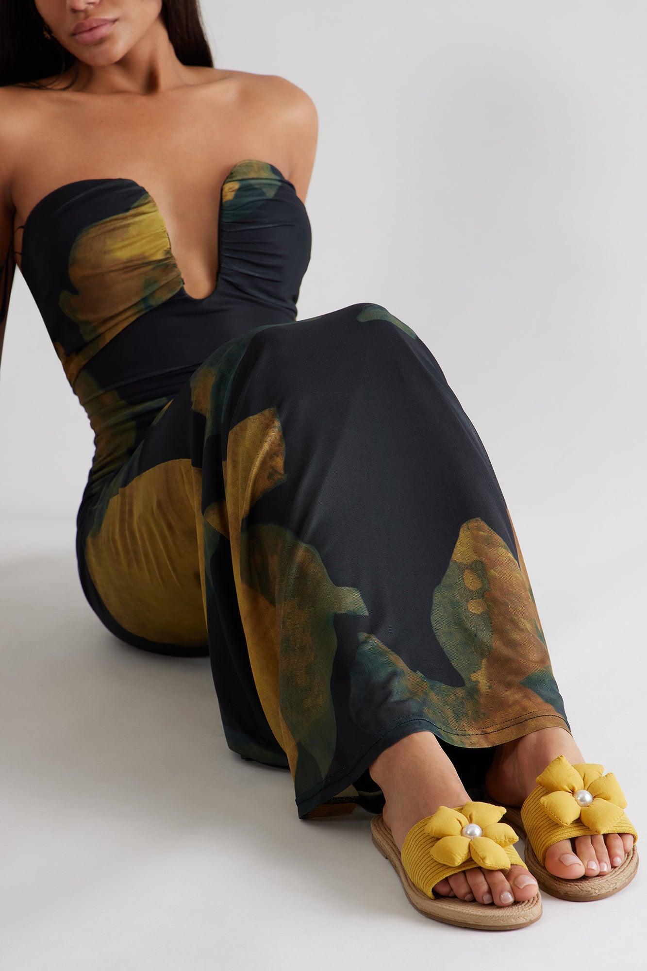 Liliette Flower Jute Sandals - Yellow Product Image