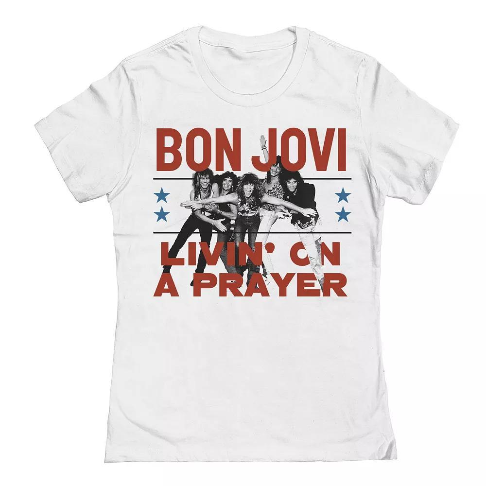 Junior's Bon Jovi Livin Graphic Tee, Girl's, Size: XXL, White Product Image