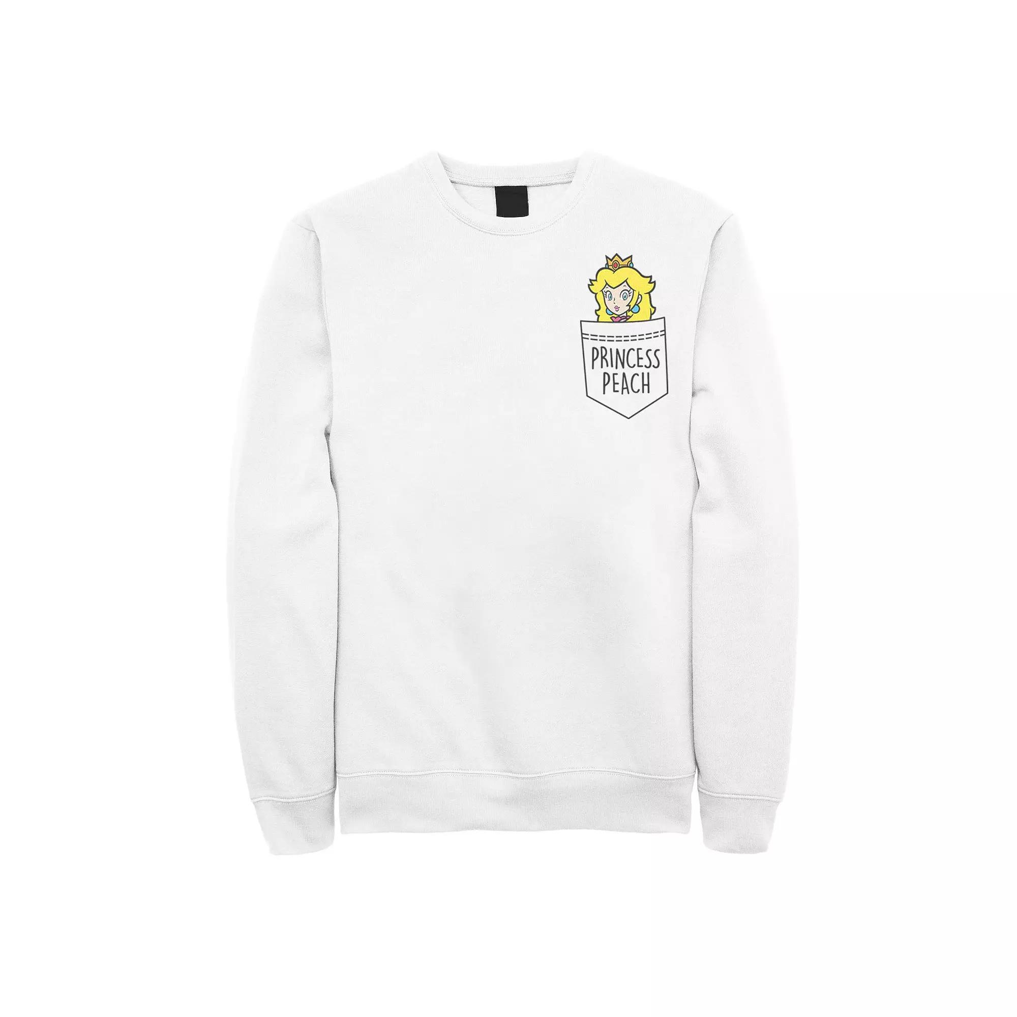 Mens Nintendo Super Mario Princess Peach Pocket Left Chest Sweatshirt Product Image