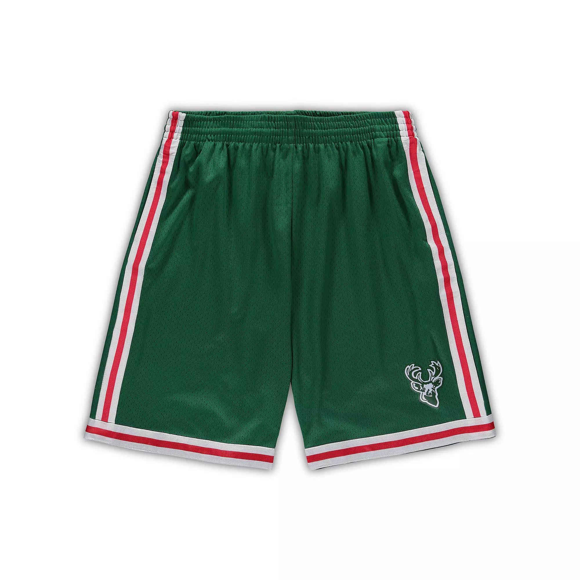 Men's Mitchell & Ness Green Milwaukee Bucks Big & Tall Hardwood Classics Team Swingman Shorts, Size: 4XB Product Image